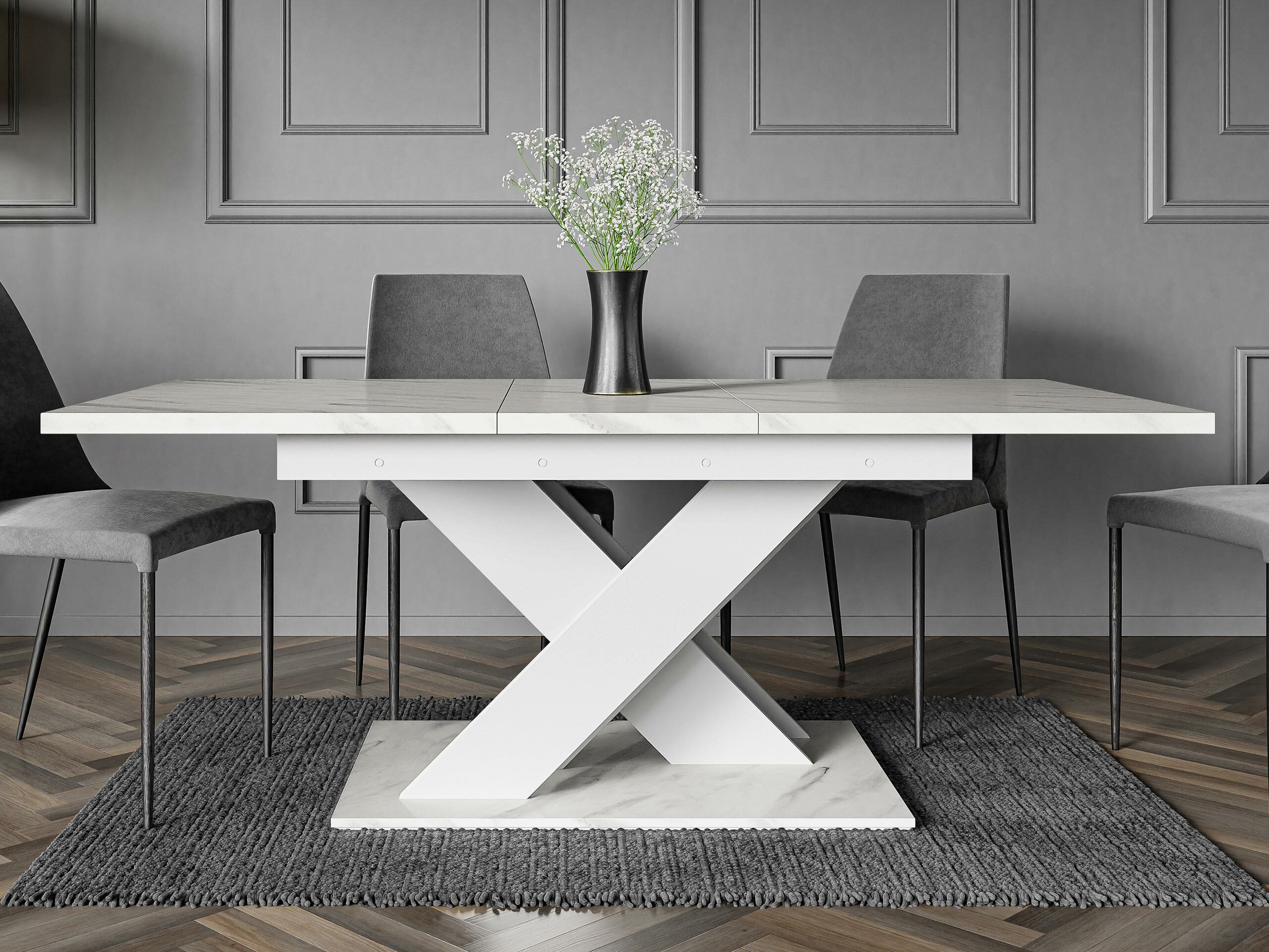 Table Decium (Marbre blanc + Blanc)