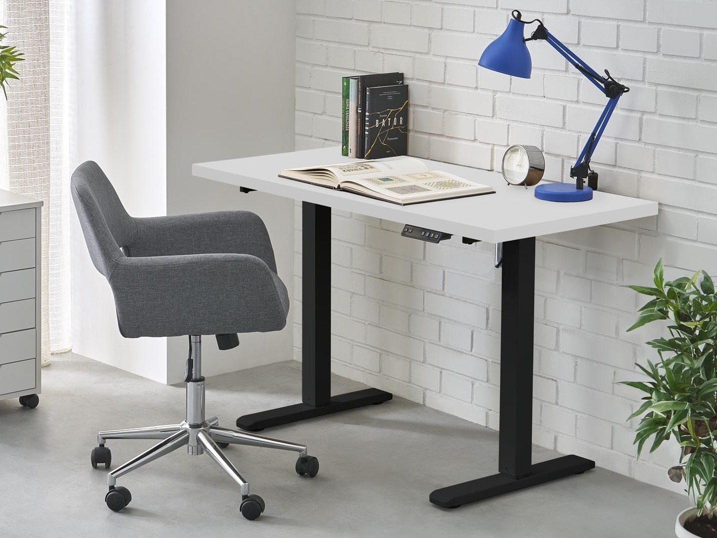 Bureau réglable en hauteur Houston 1942 (Blanc + Noir)