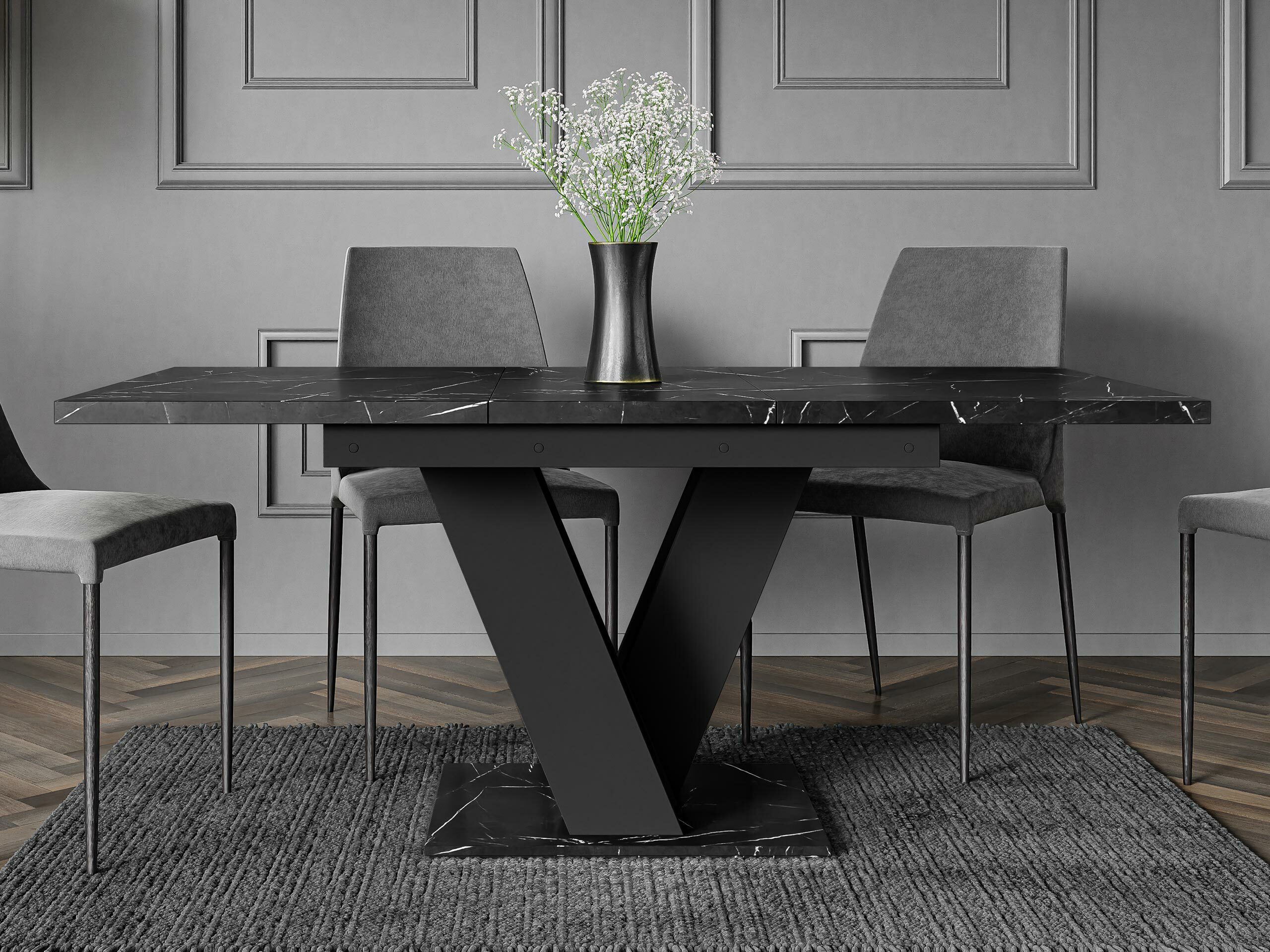 Table Goodyear 104 (Marbre noir + Noir)