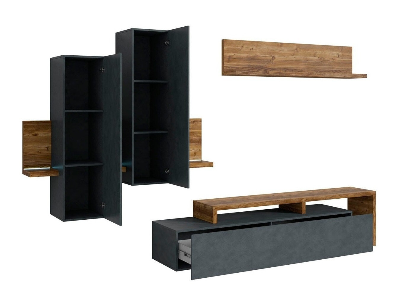 Ensemble de salon Lutiva 100 (Matera gris + Épicéa foncé)