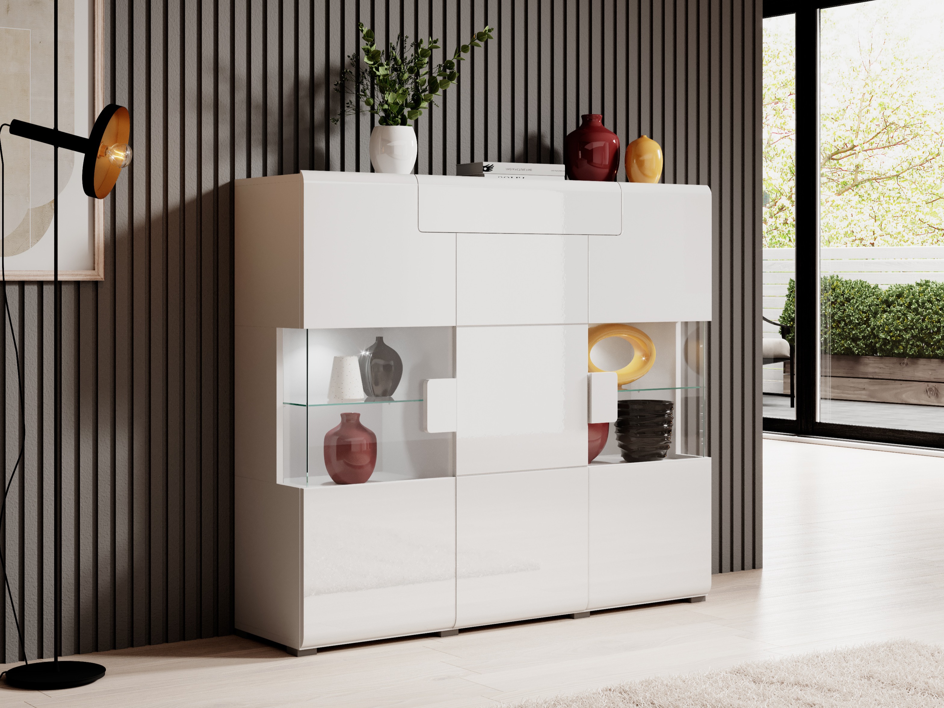 Buffet Torsone 100 (Blanc + Blanc brillant)