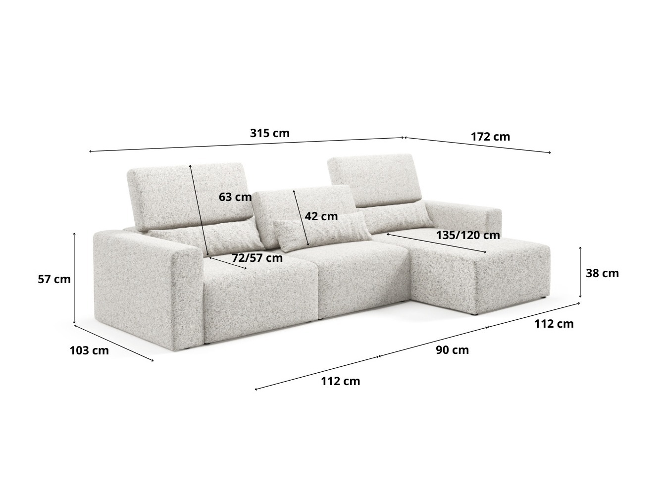 Canapé d'angle modulaire Virorle 100 (Puente 80)