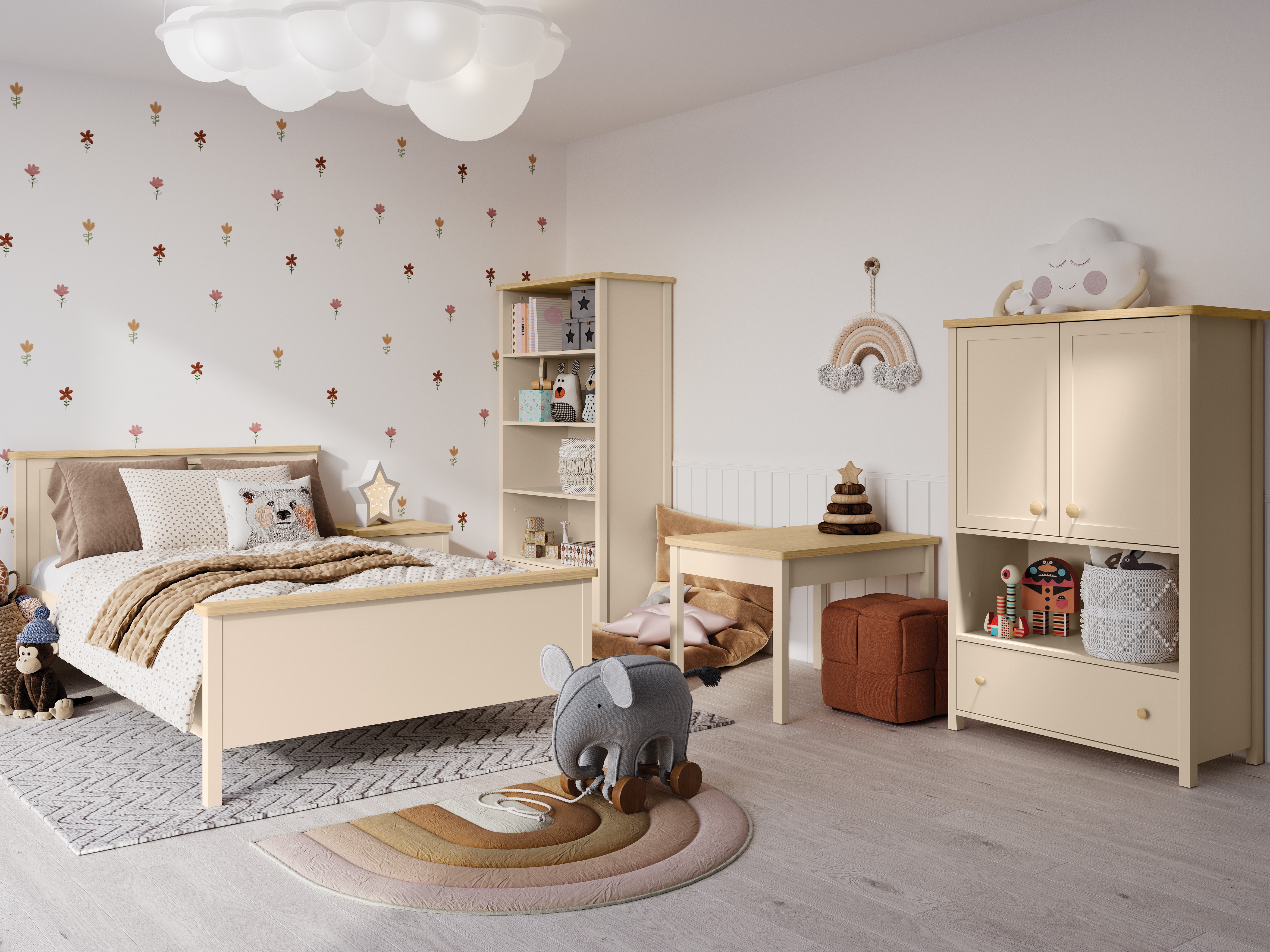 Commode Romelbo 144 (Beige + Chêne)