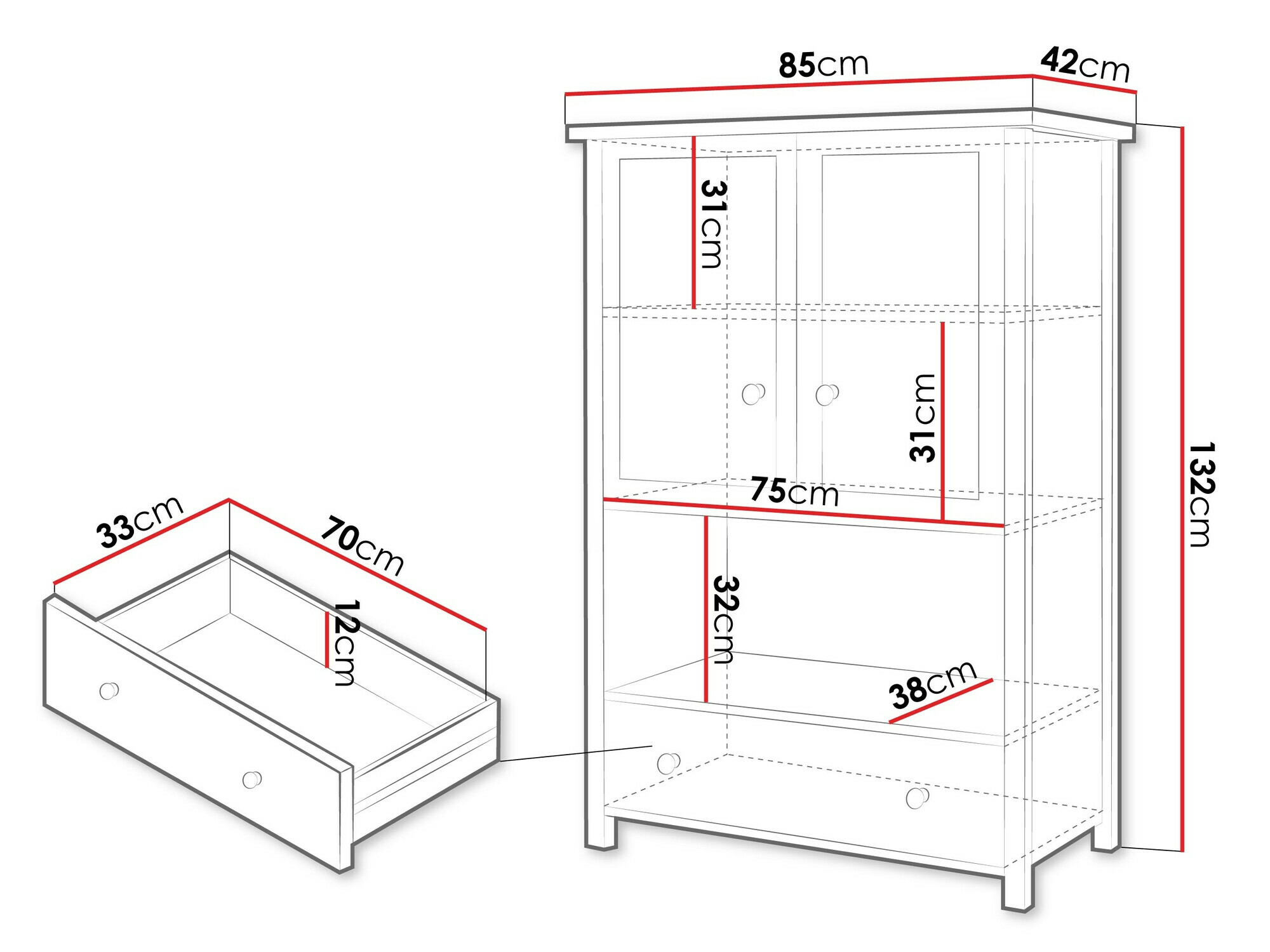 Commode Romelbo 144 (Beige + Chêne)