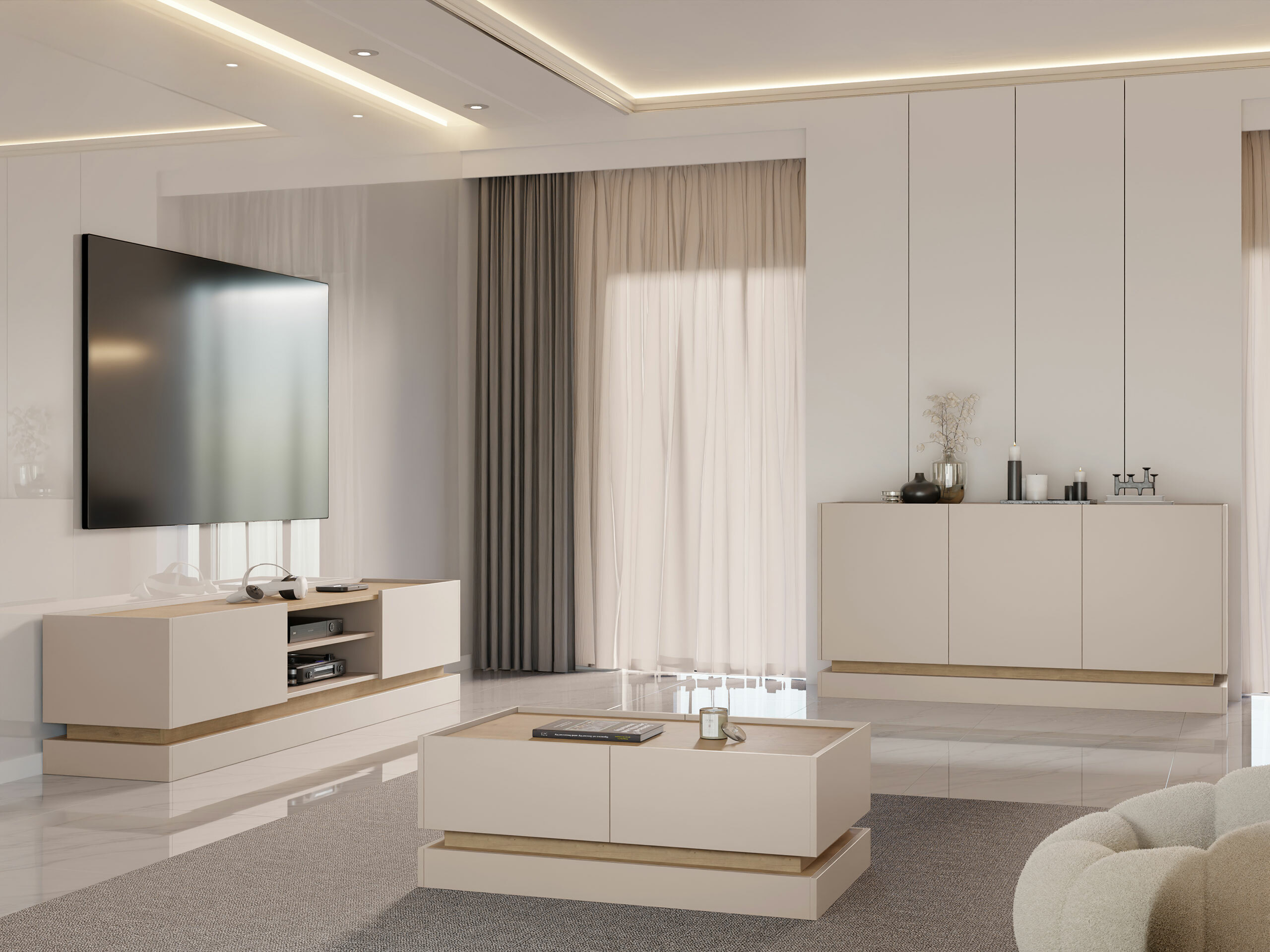 Buffet Comfivo Tilia I (Cachemire + Chêne)