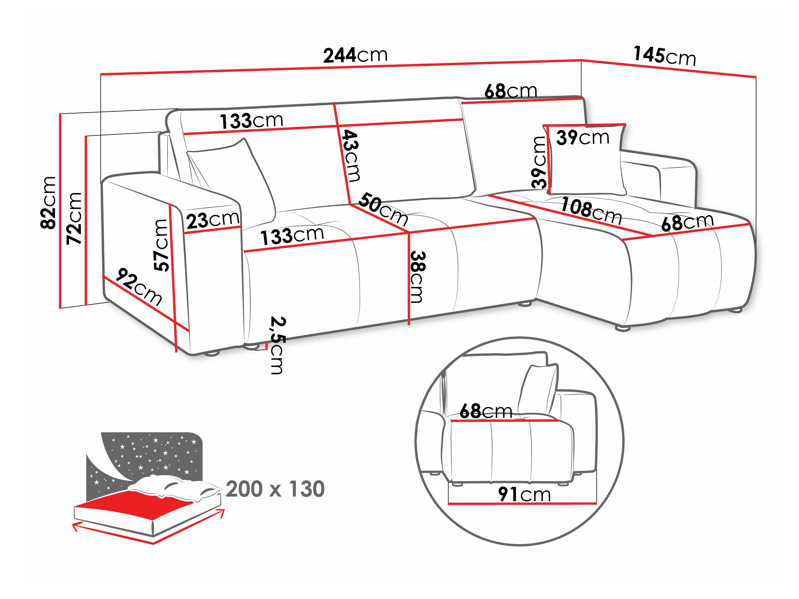 Canapé d'angle Comfivo Laurus (Coral 50)