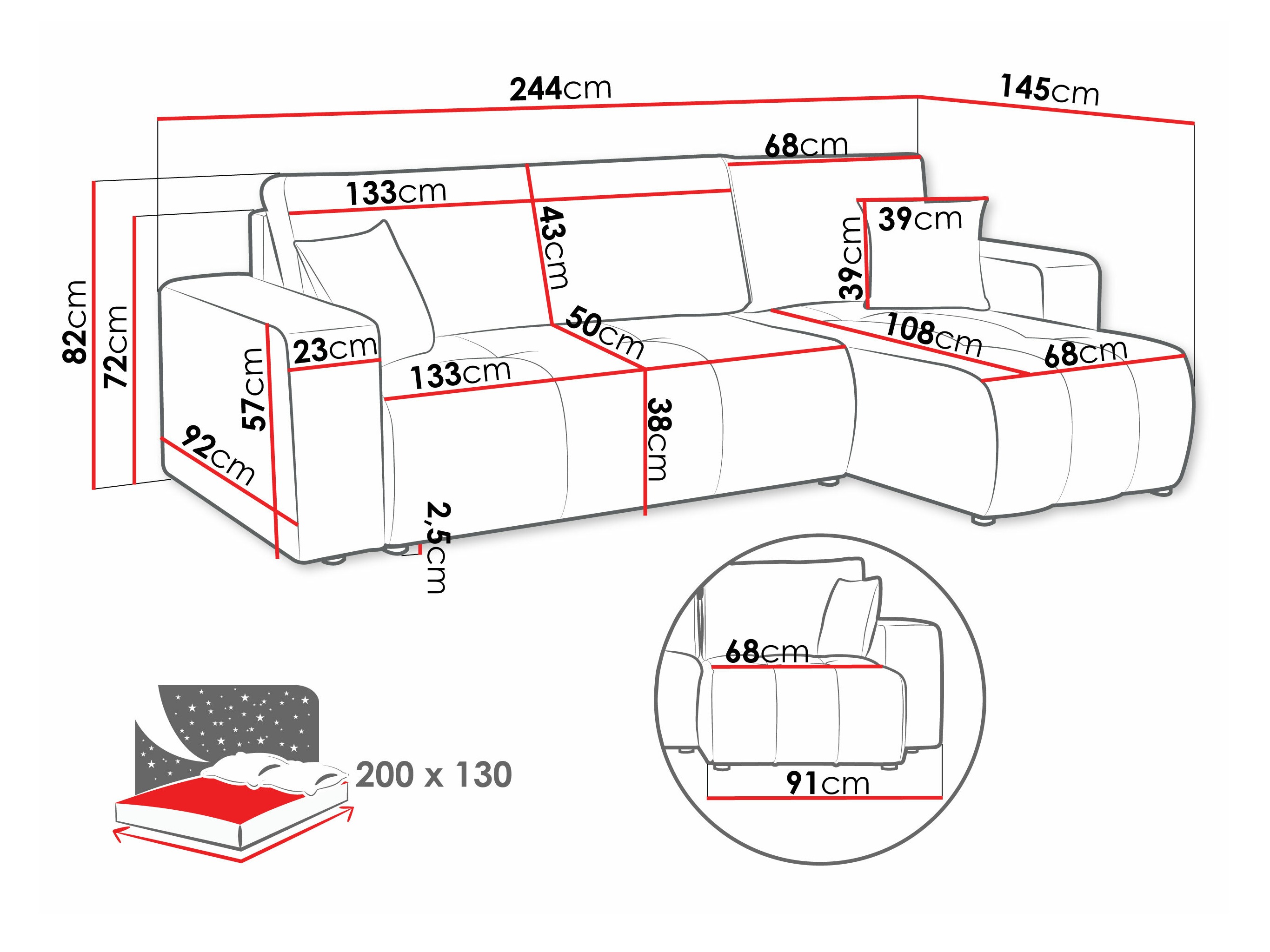 Canapé d'angle Comfivo Laurus (Coral 55)