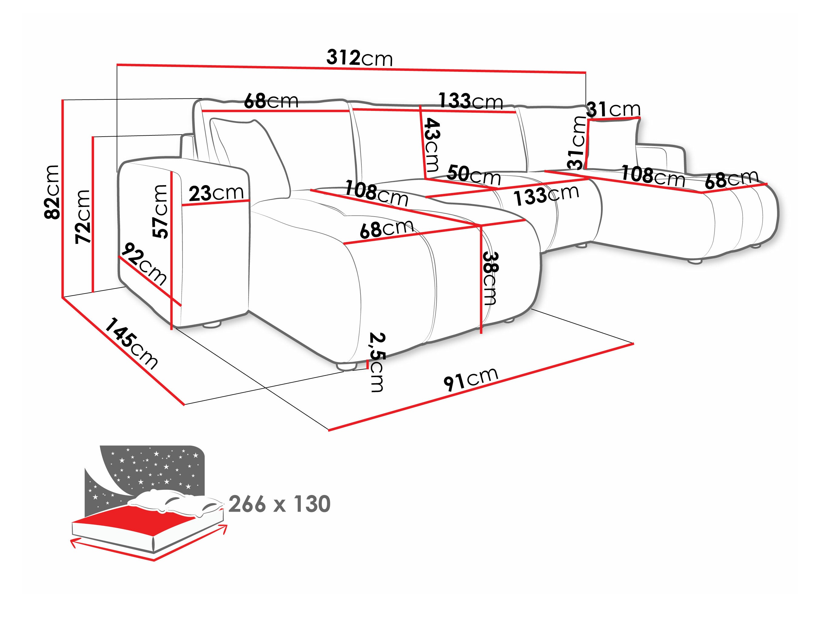 Canapé d'angle Comfivo Laurus II (Coral 15)