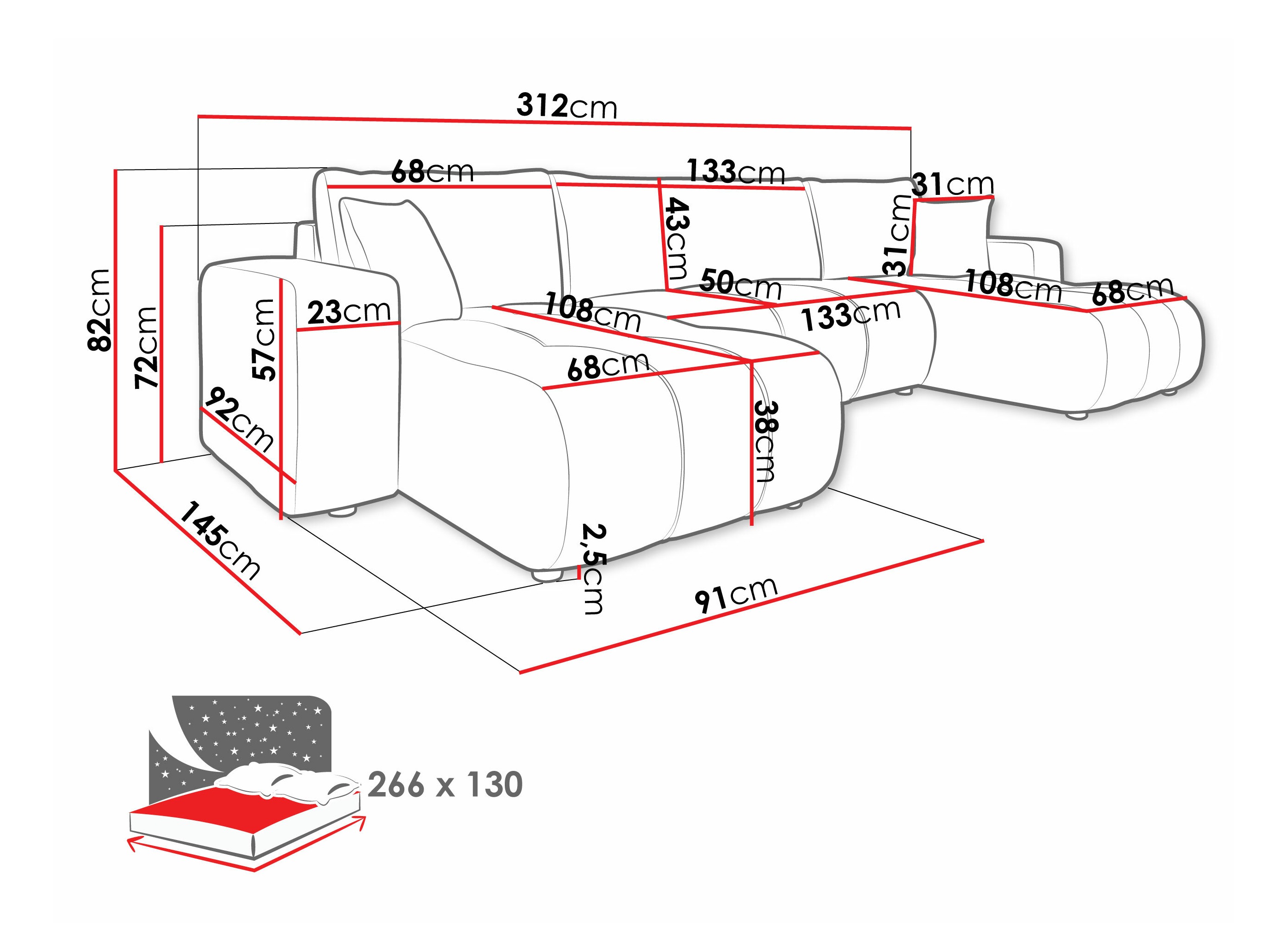 Canapé d'angle Comfivo Laurus II (Coral 55)