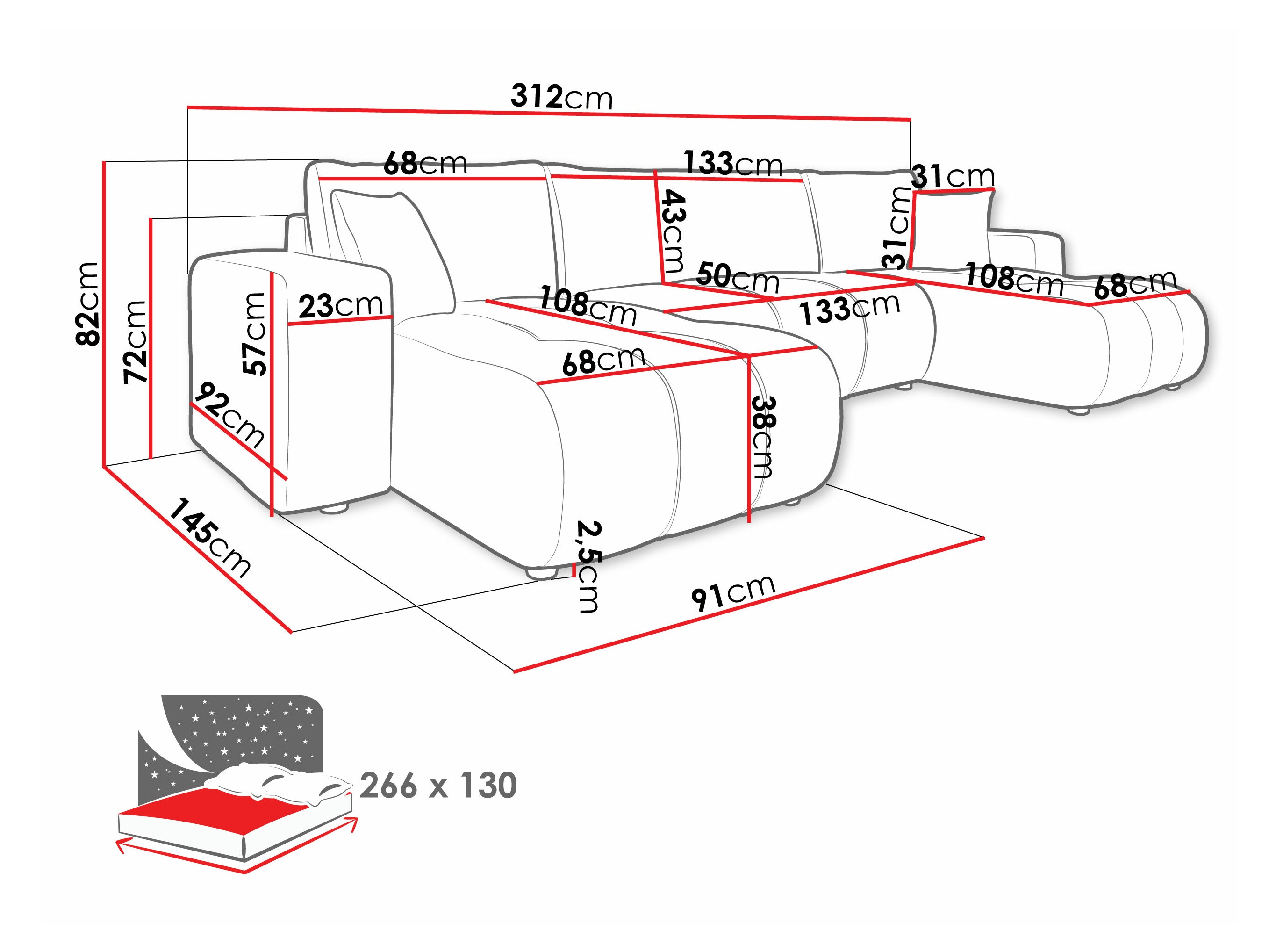 Canapé d'angle Comfivo Laurus II (Coral 75)