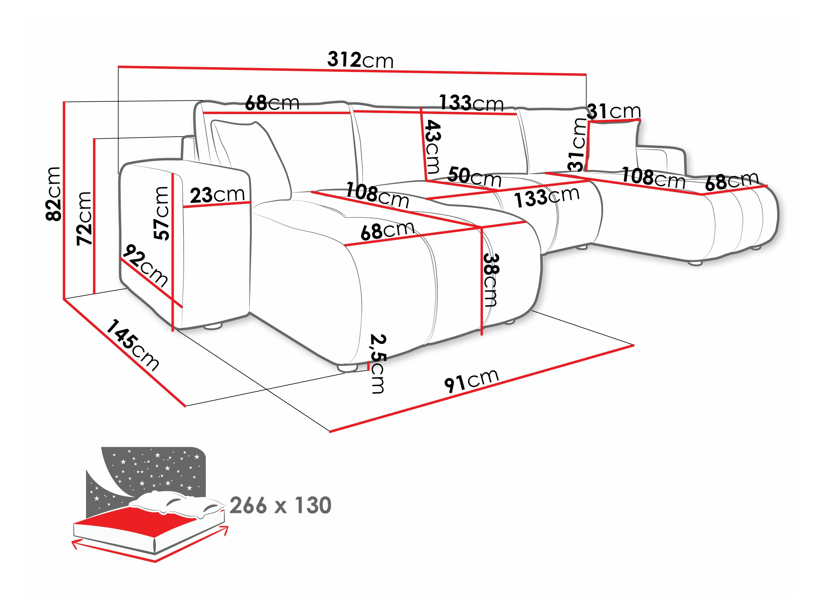 Canapé d'angle Comfivo Laurus II (Coral 80)