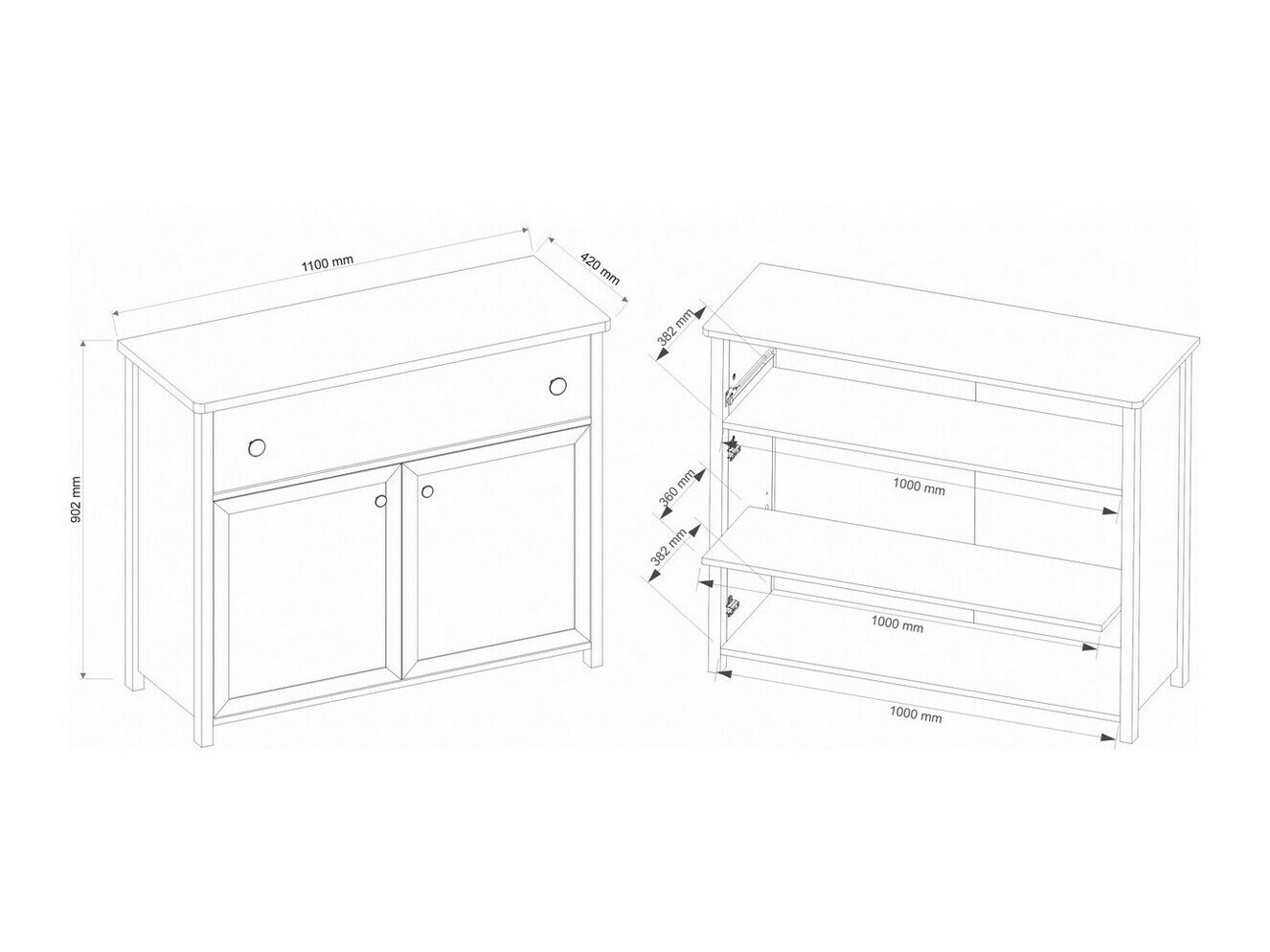 Commode Romelbo 150 (Beige + Chêne)