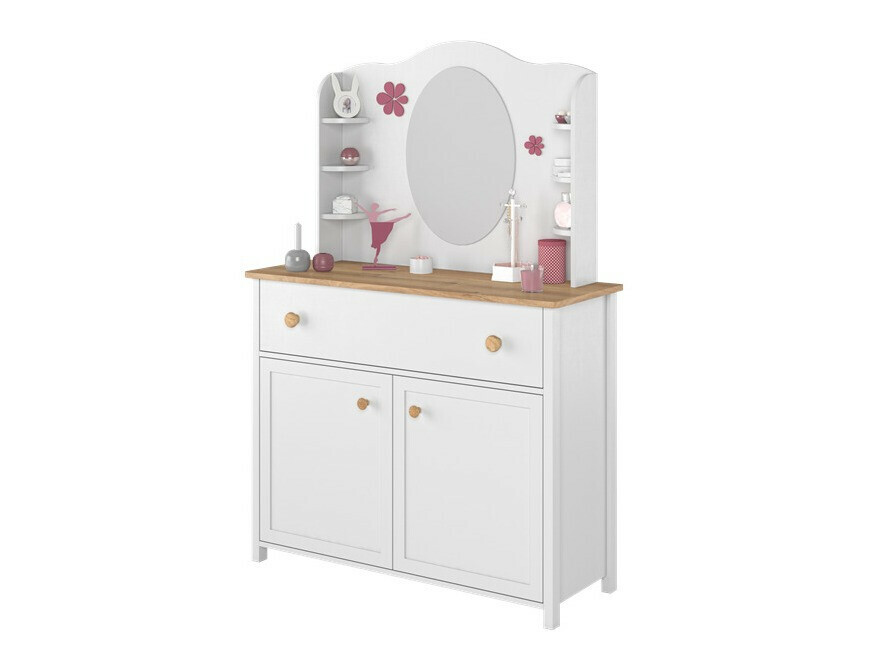 Commode Romelbo 150 (Blanc + Chêne)