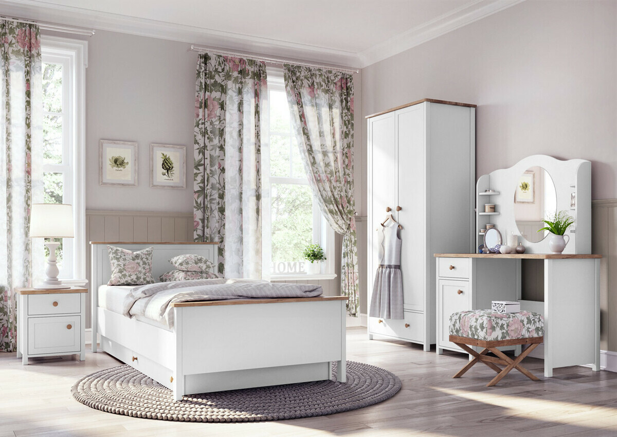 Commode Romelbo 150 (Blanc + Chêne)