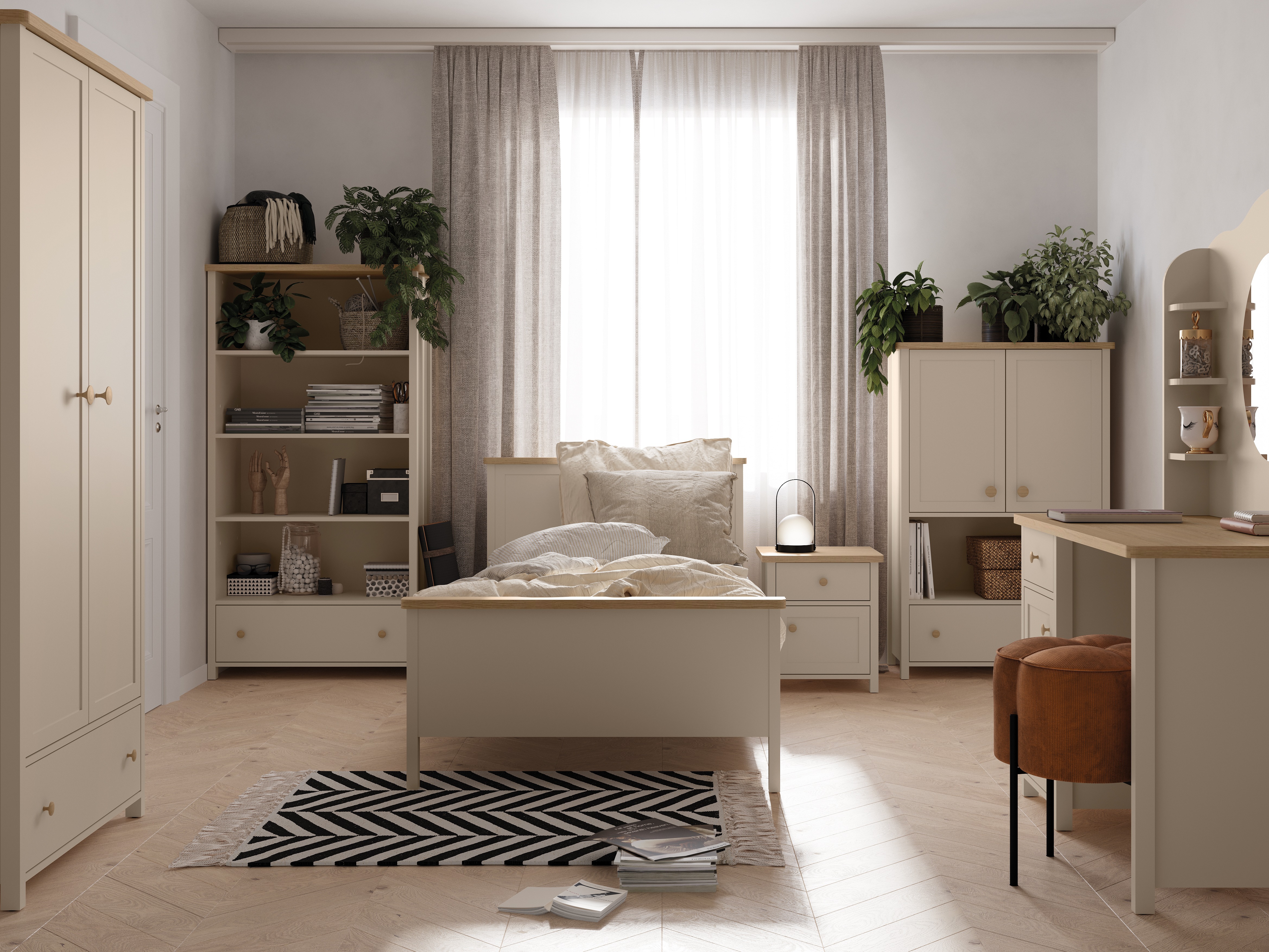 Lit Romelbo 148 (Beige + Chêne)