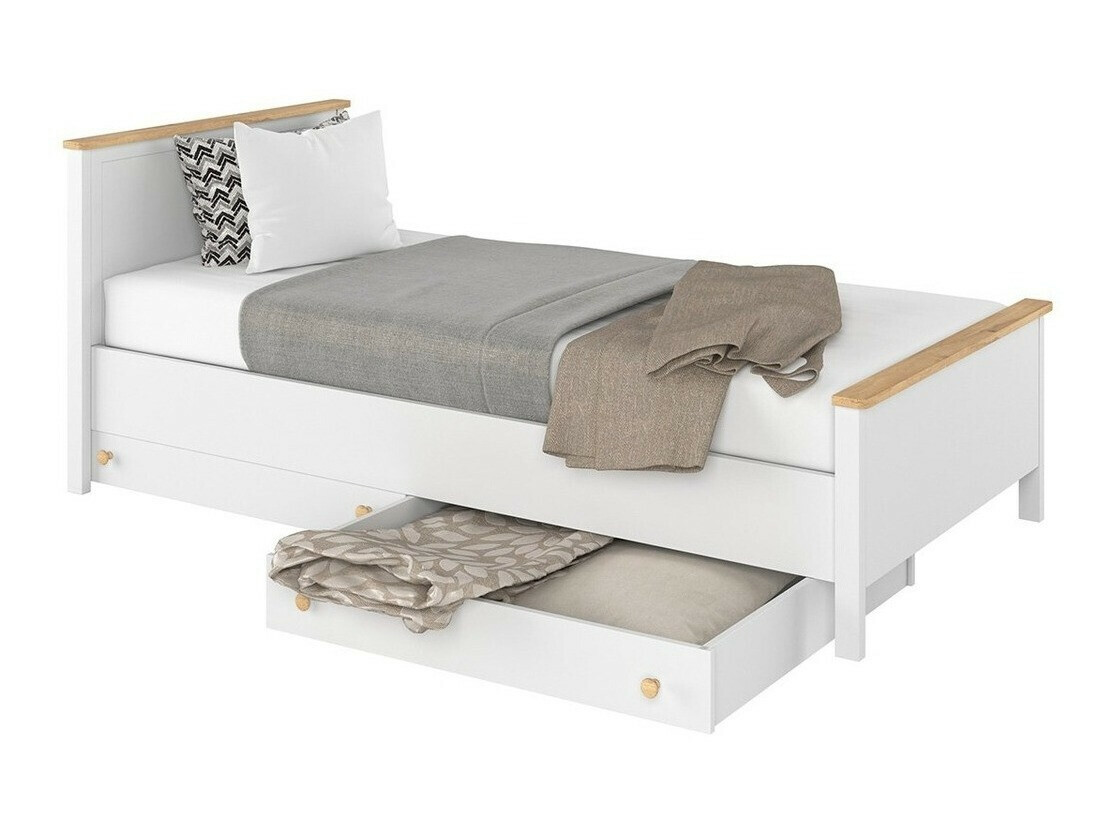 Lit Romelbo 148 (Blanc + Chêne)