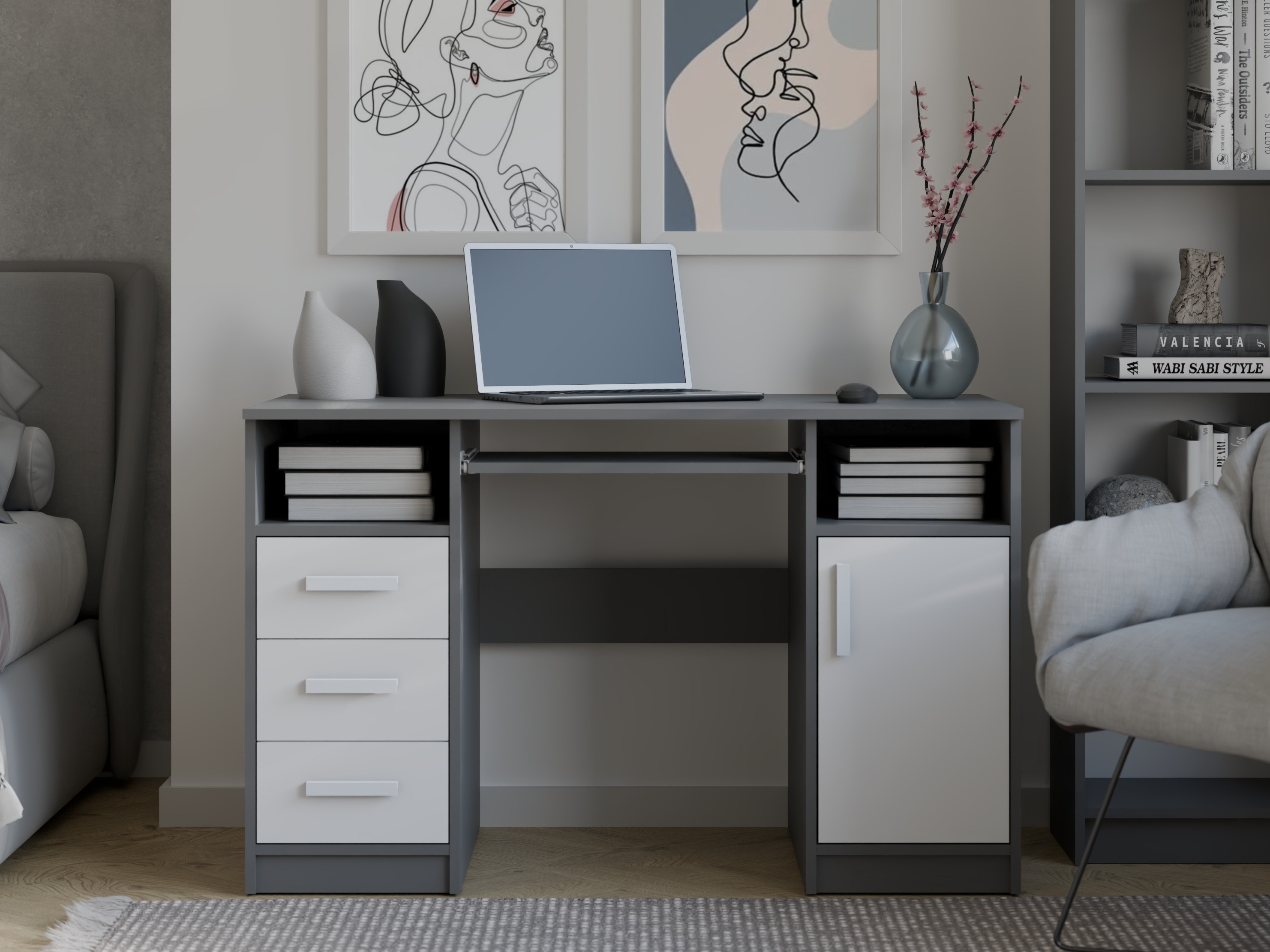 Bureau Mandeville 330 (Anthracite + Blanc)