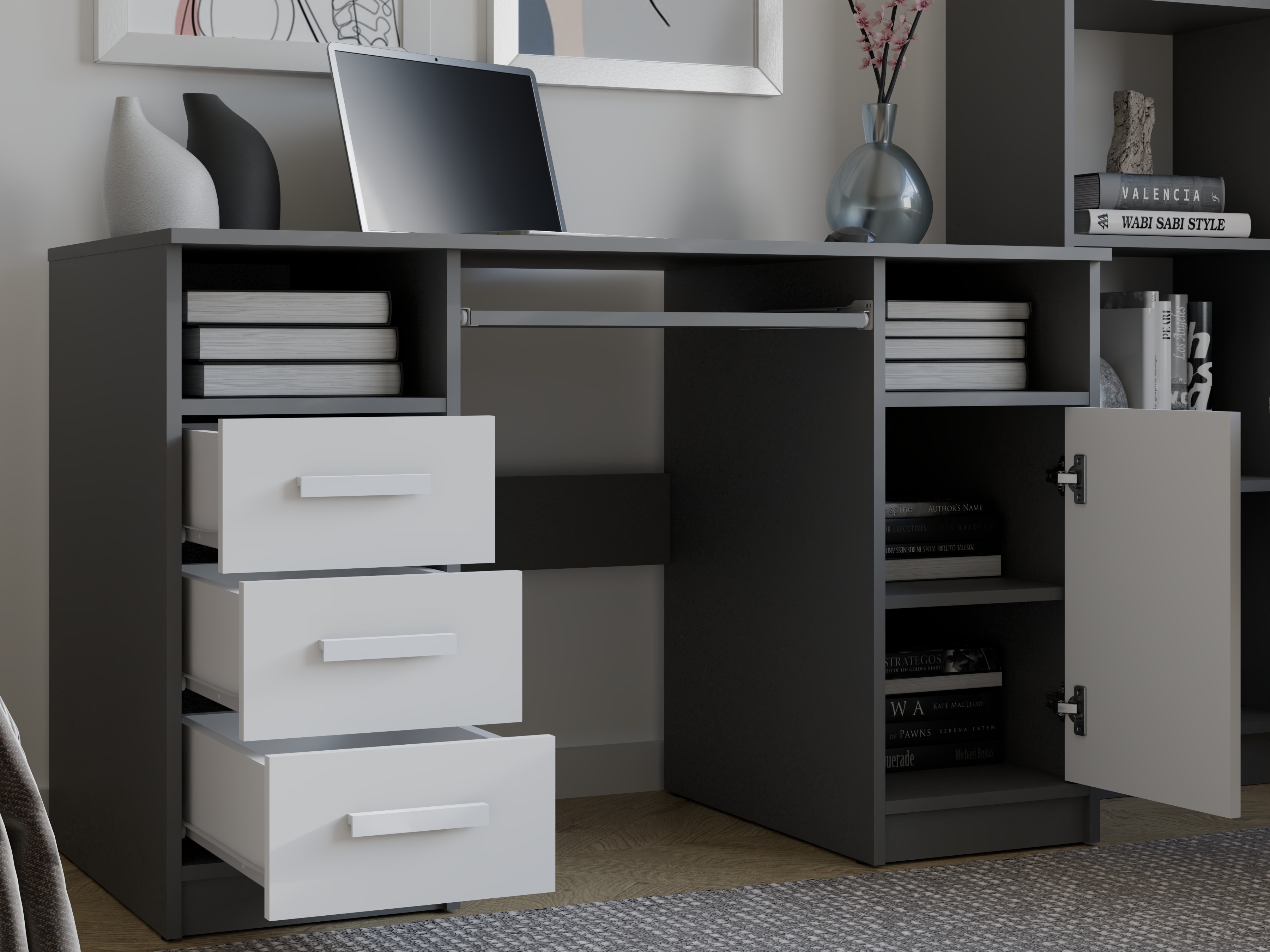 Bureau Mandeville 330 (Anthracite + Blanc)