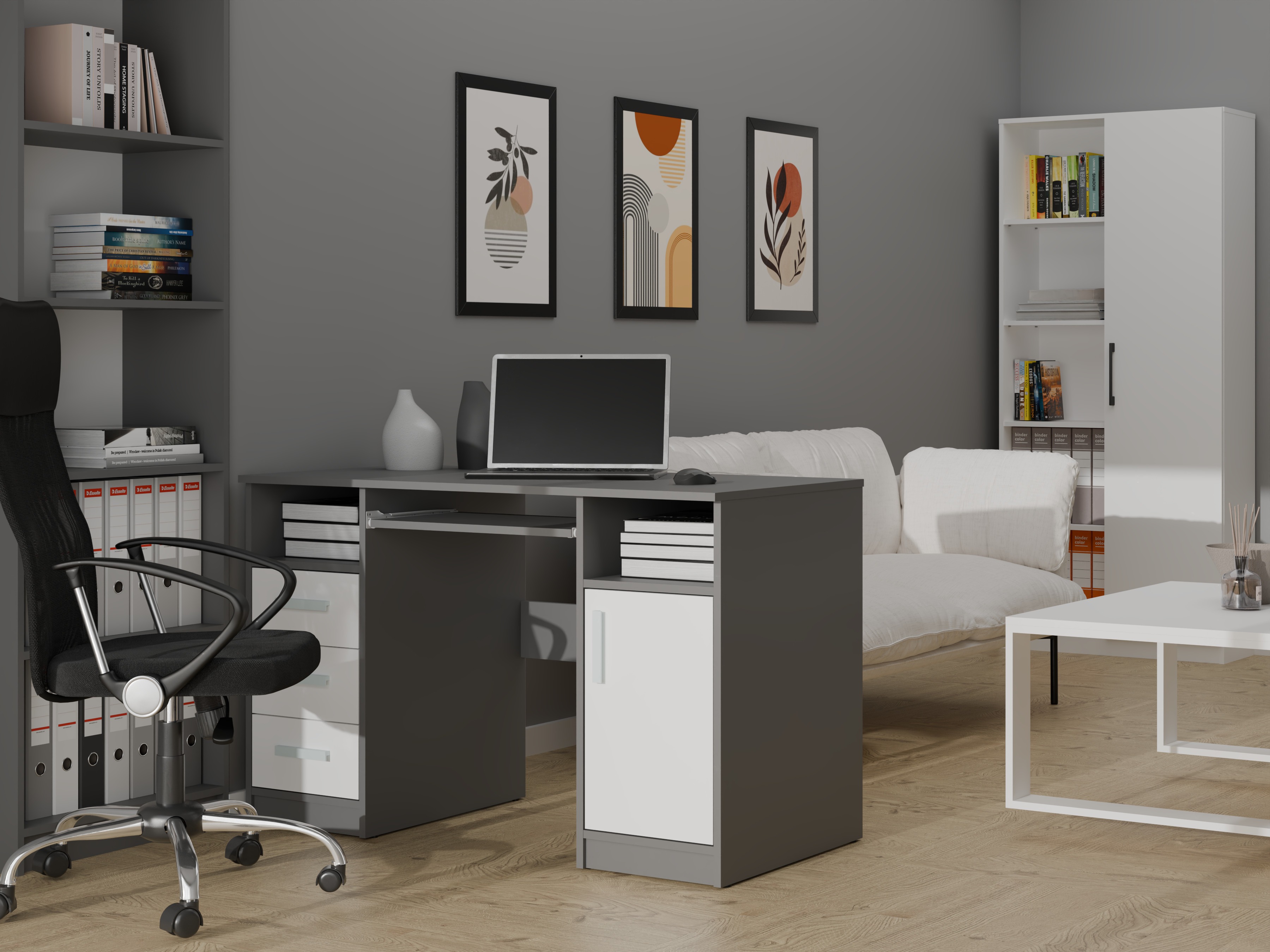 Bureau Mandeville 330 (Anthracite + Blanc)