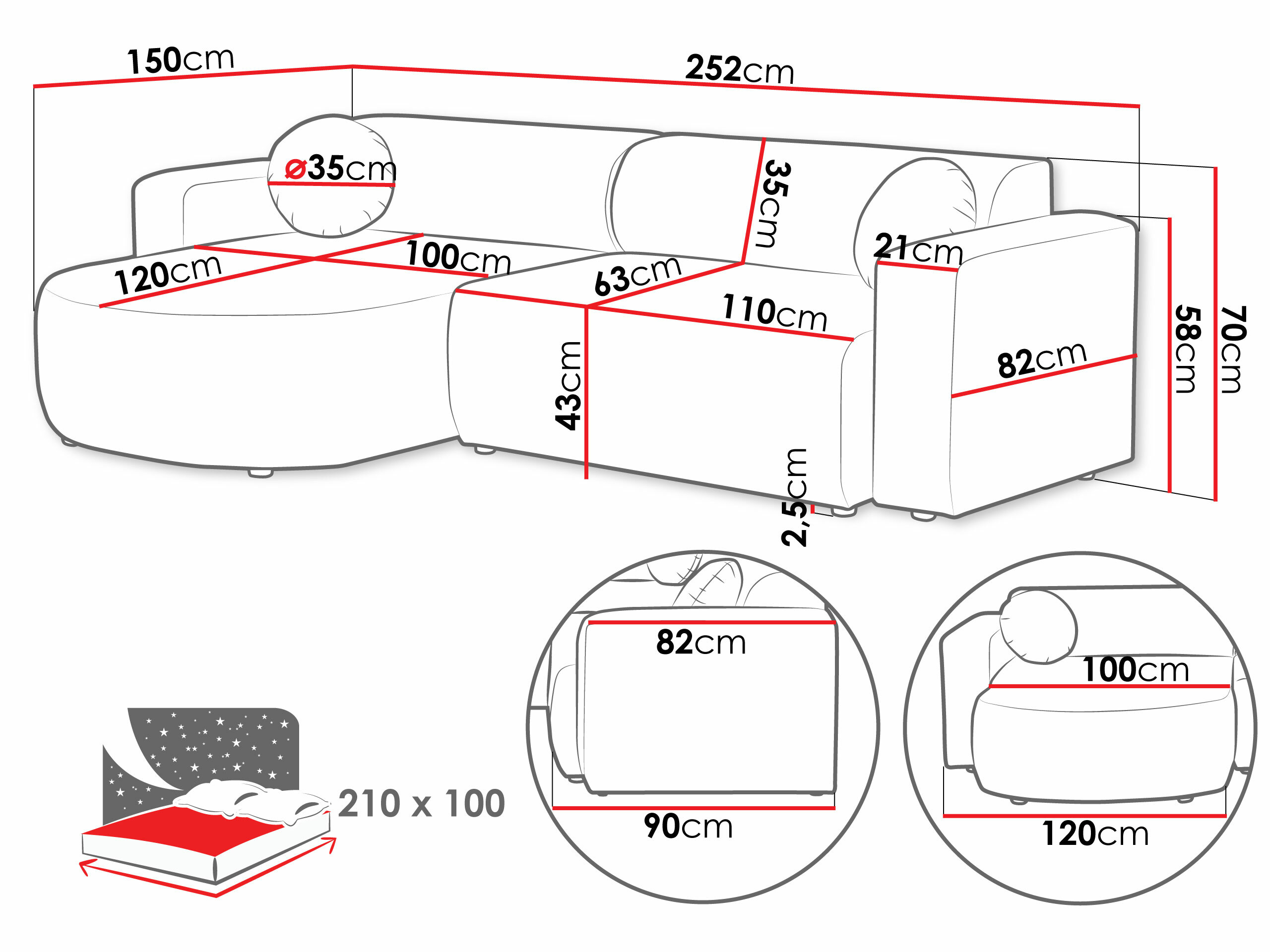 Canapé d'angle Comfivo Corus (Velo 633)