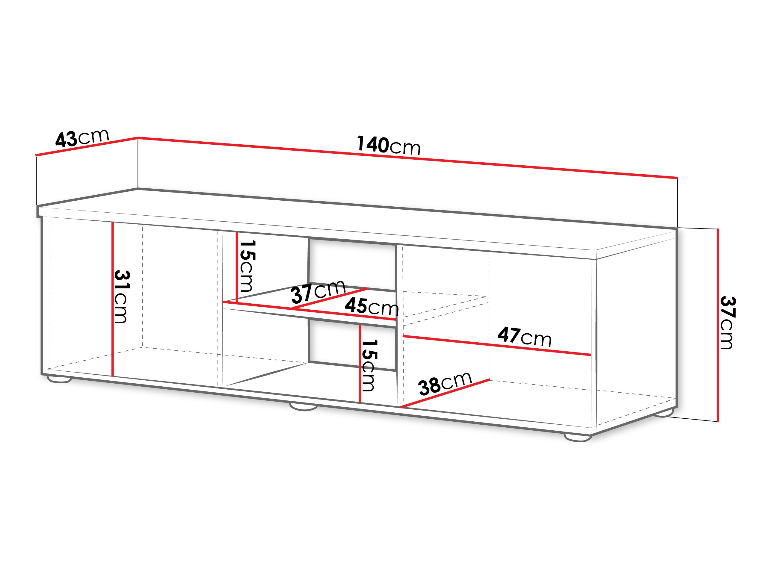 Meuble TV Tornola 100 (Cachemire + Noir)