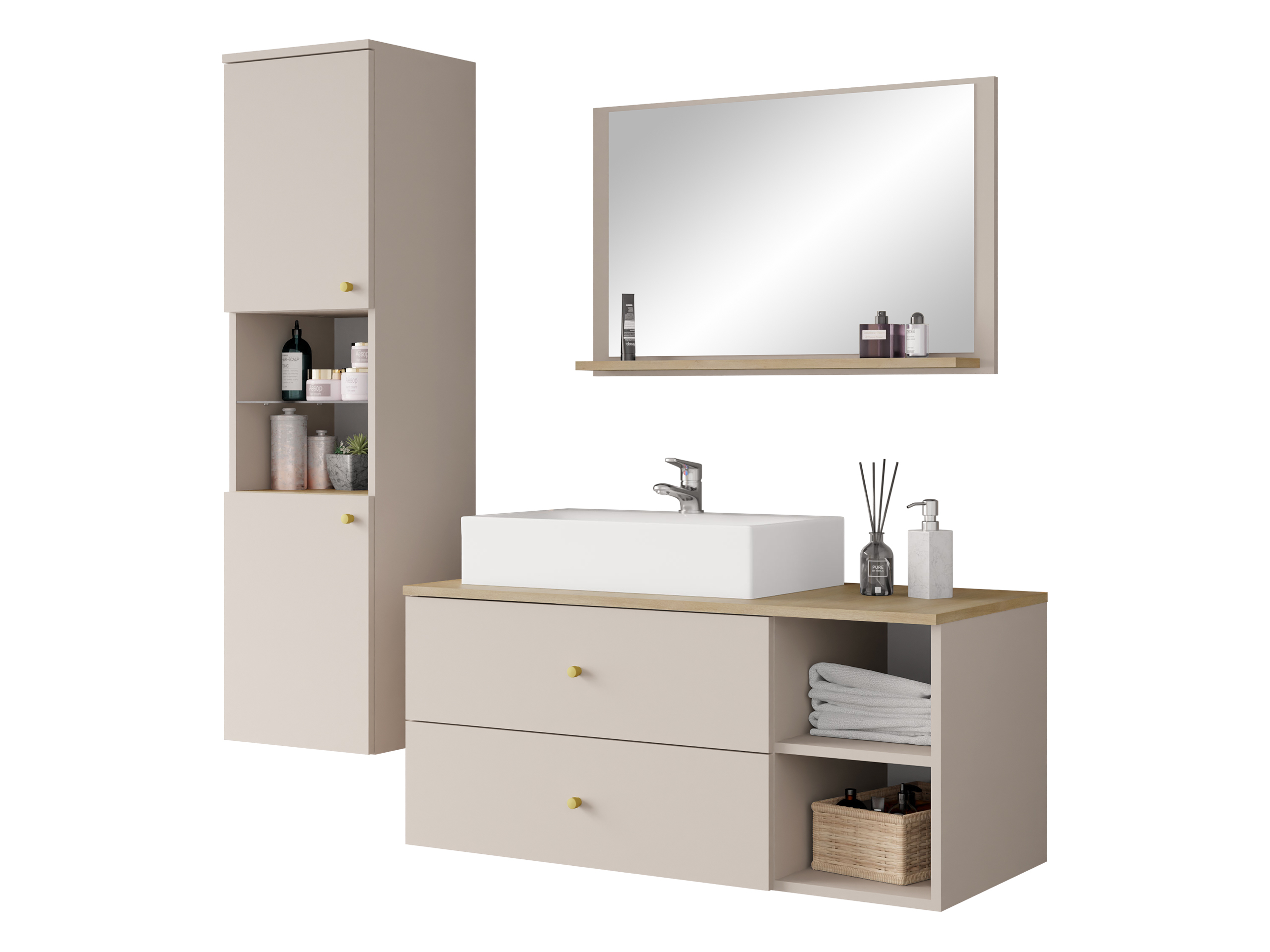 Ensemble de salle de bain Ophruvi 101 (Brun clair)