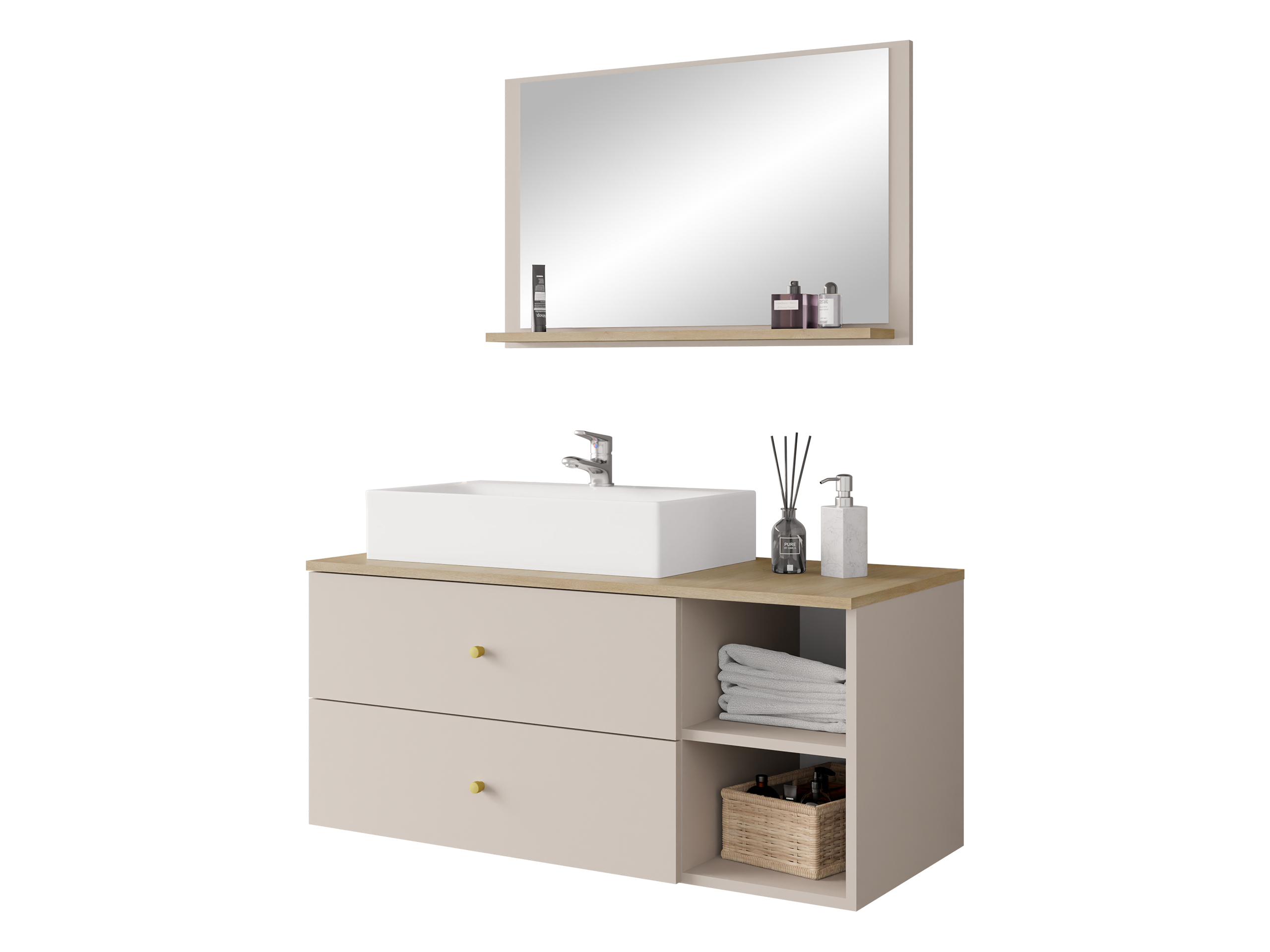 Ensemble de salle de bain Salus I (Cachemire + Chêne)