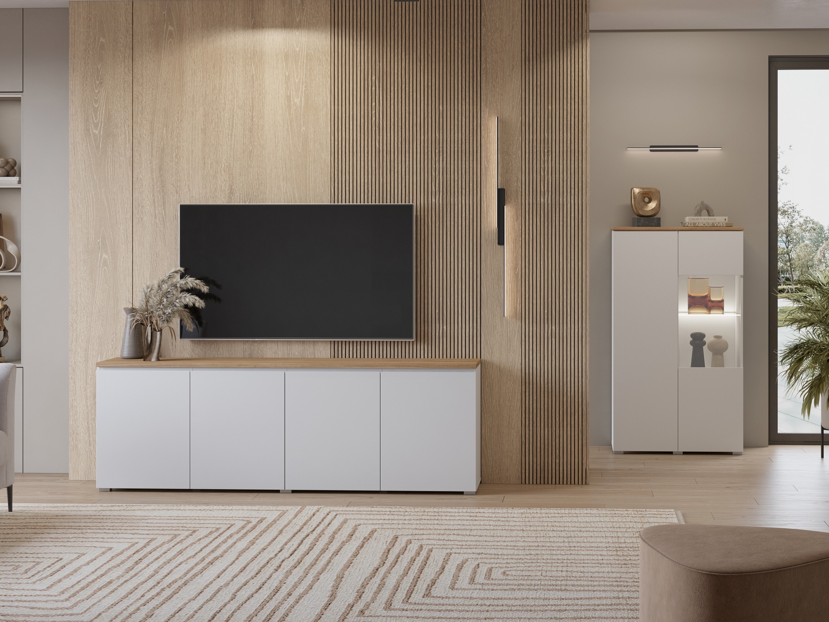 Buffet Baletu 105 (Blanc + Chêne)