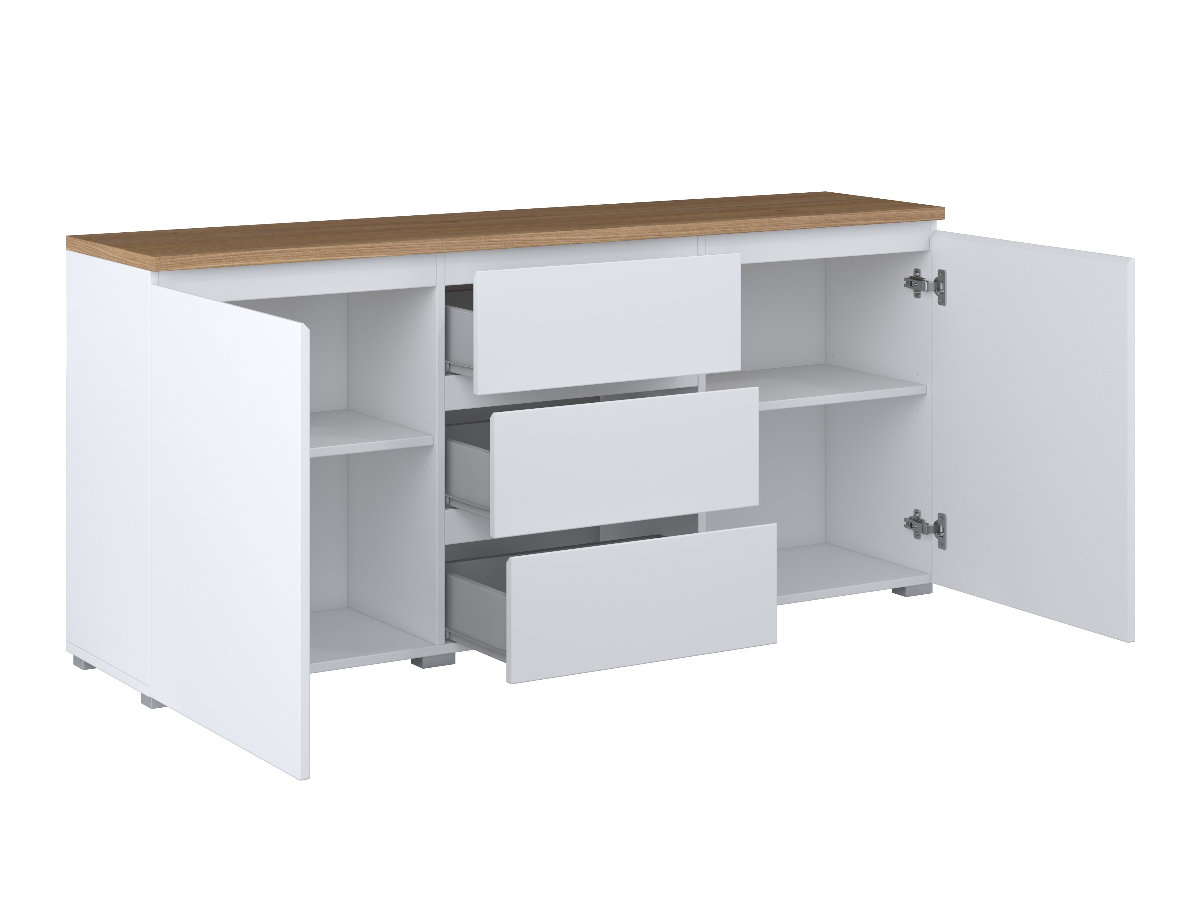 Commode Baletu 106 (Blanc + Chêne)