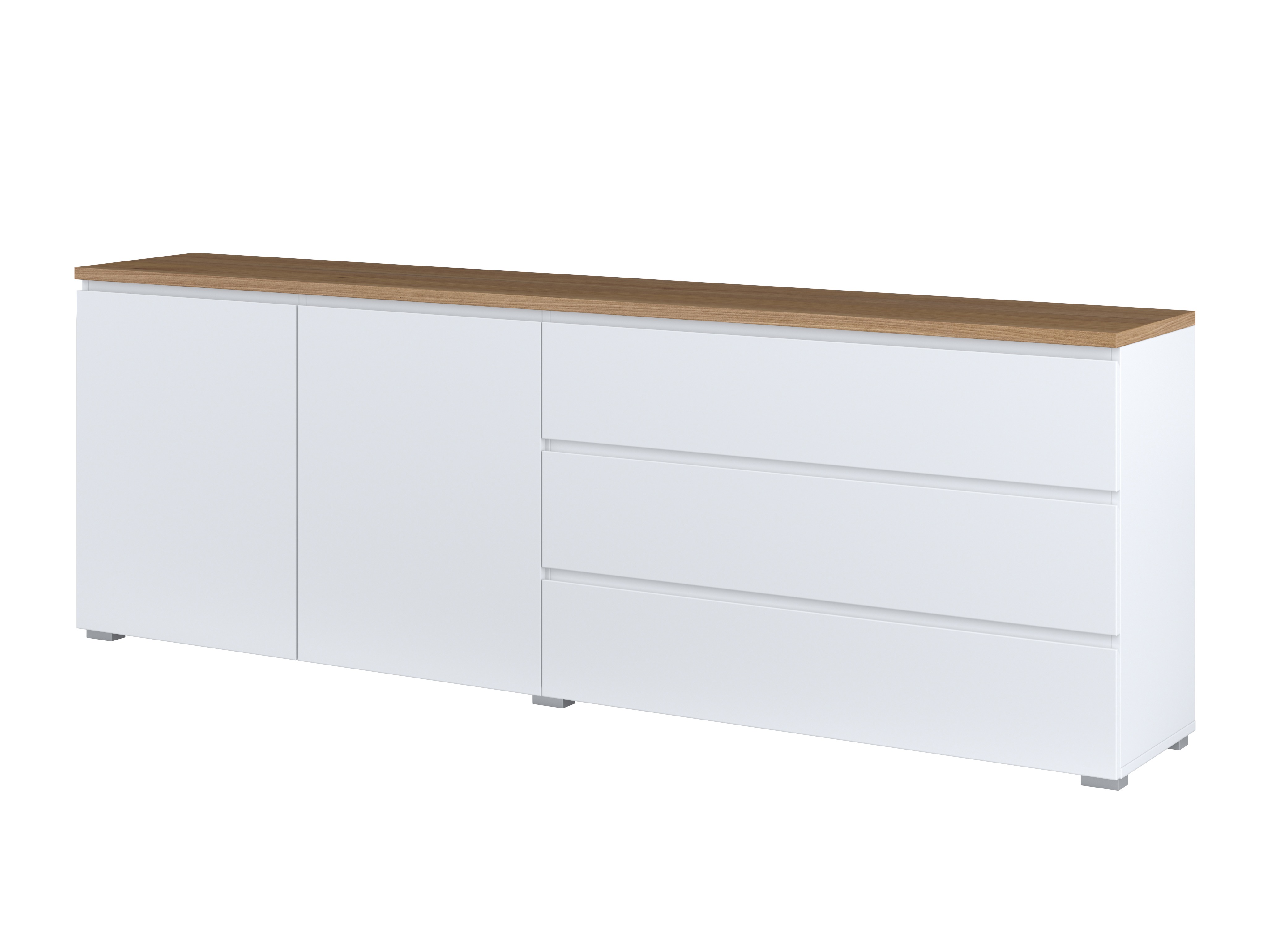 Commode Baletu 107 (Blanc + Chêne)