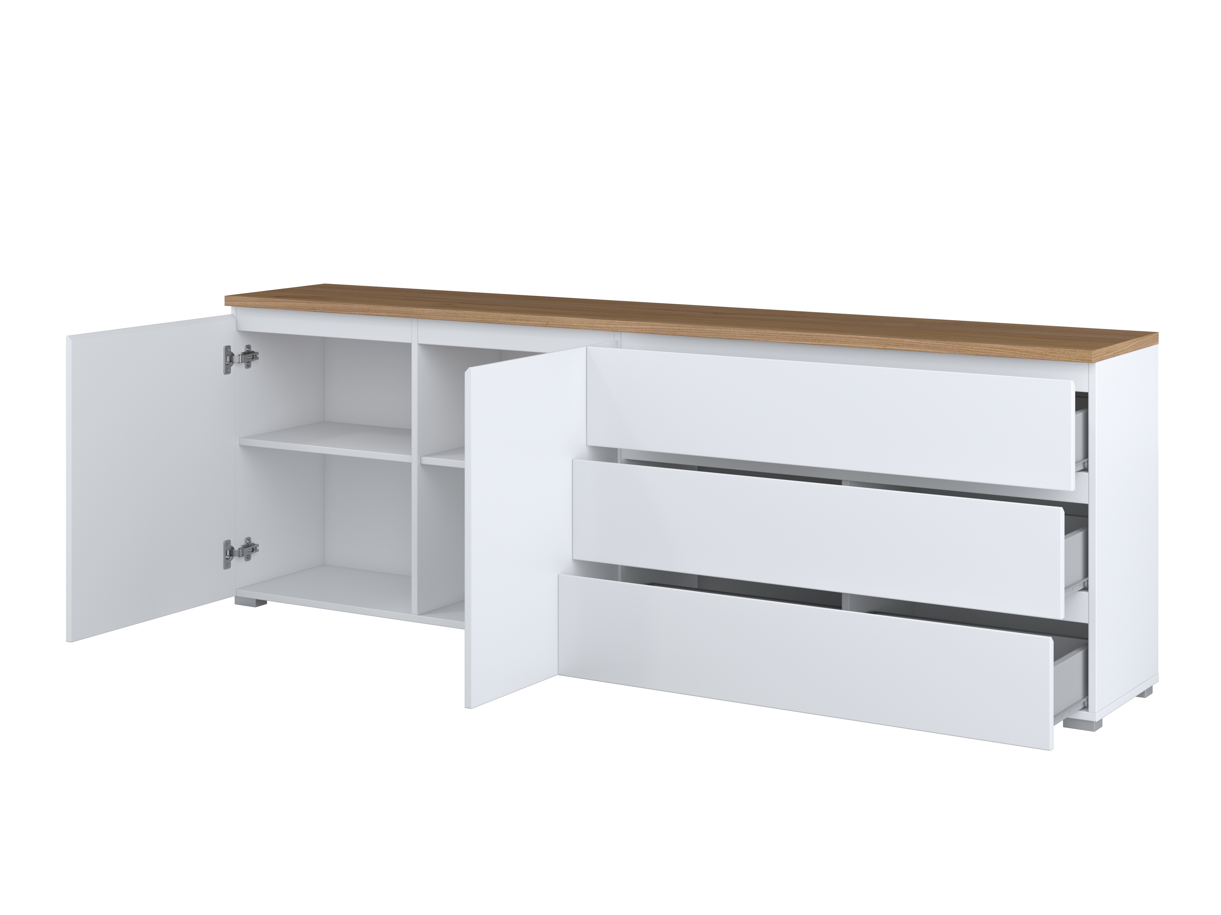 Commode Baletu 107 (Blanc + Chêne)