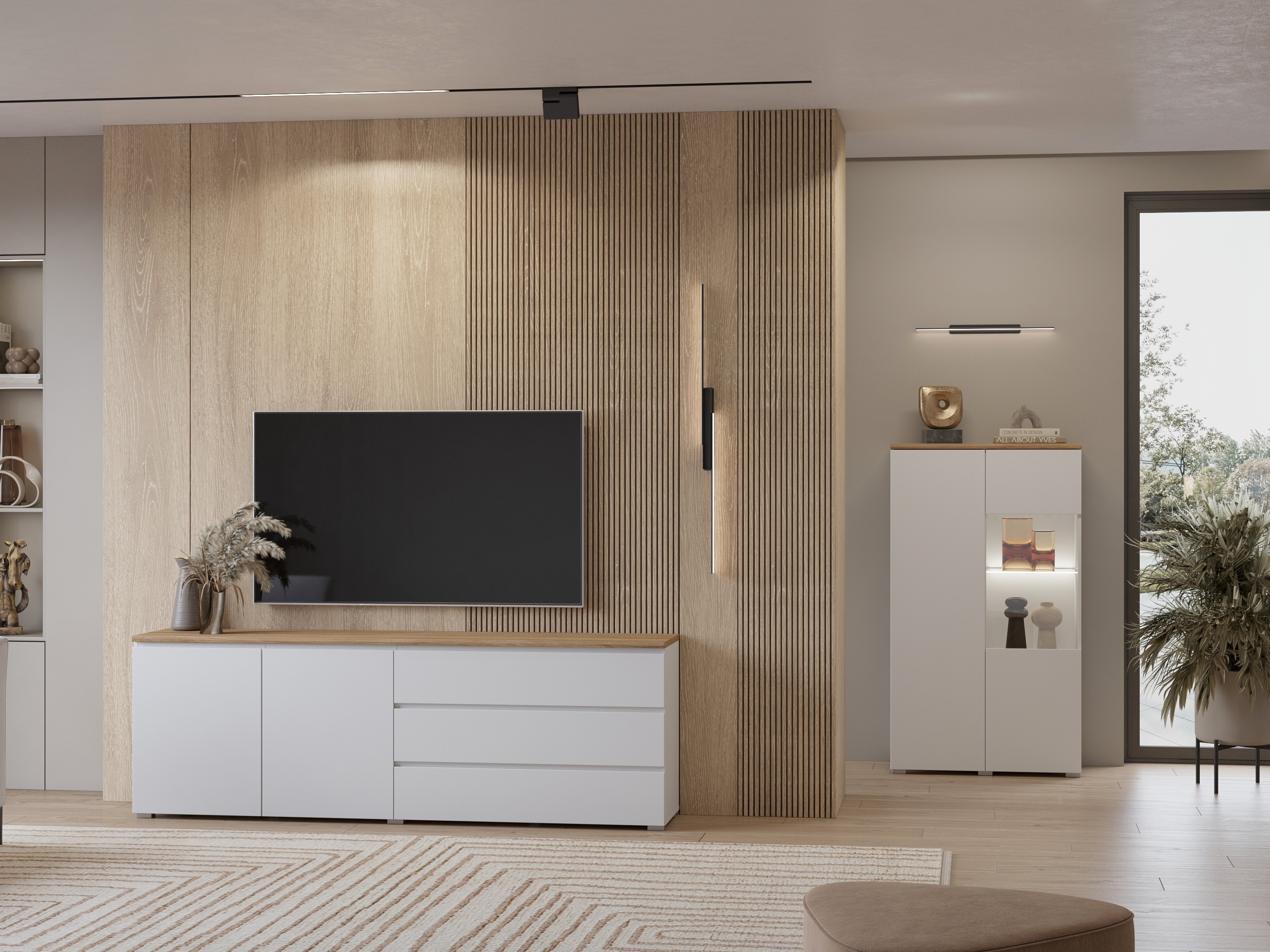 Commode Baletu 107 (Blanc + Chêne)