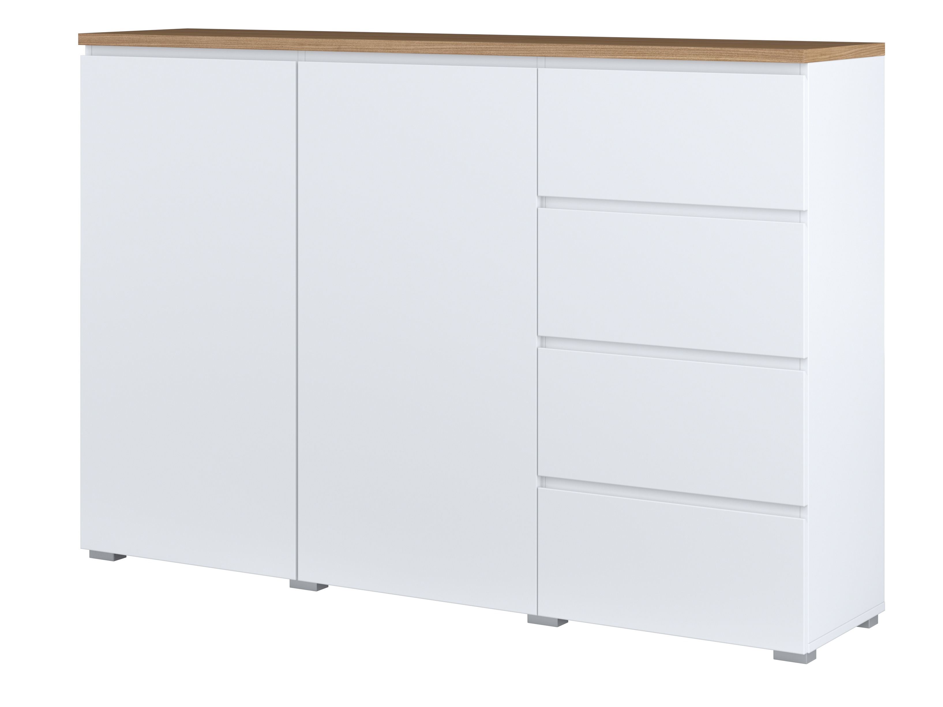 Commode Baletu 109 (Blanc + Chêne)