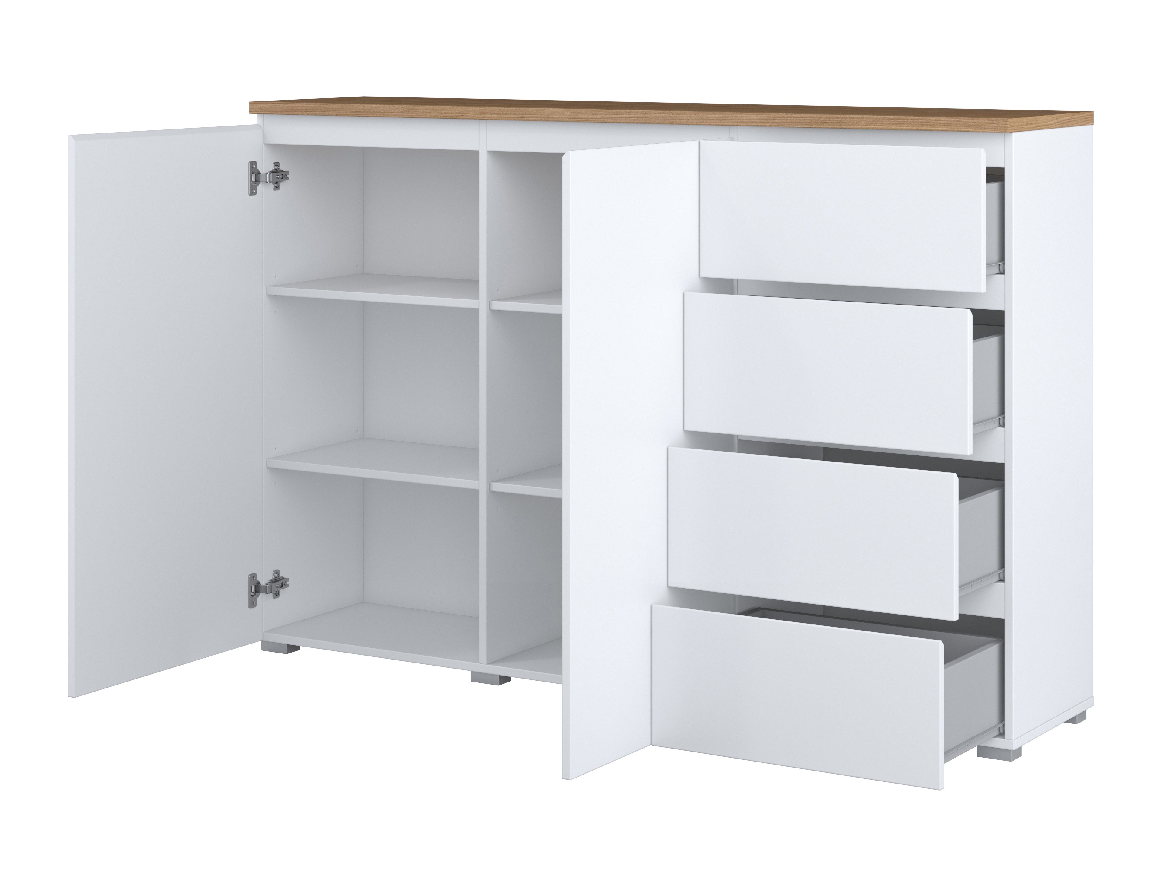 Commode Baletu 109 (Blanc + Chêne)
