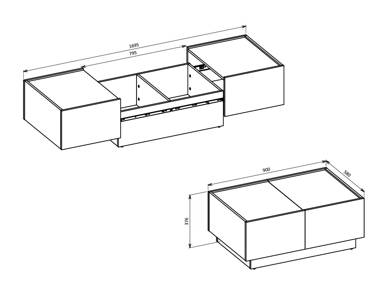 Table basse transformable Austin 380 (Cachemire + Noir)