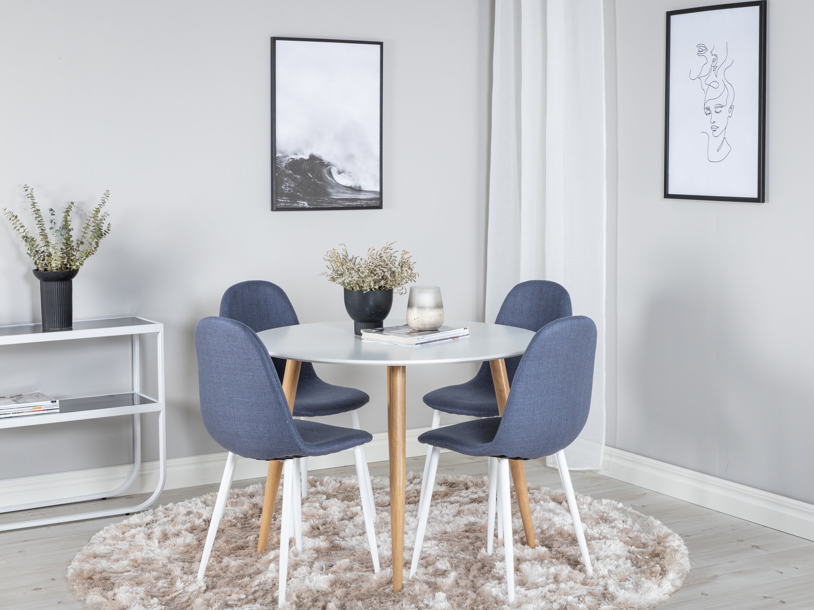 Salle à manger complète Dallas 291 (Bleu + Blanc)