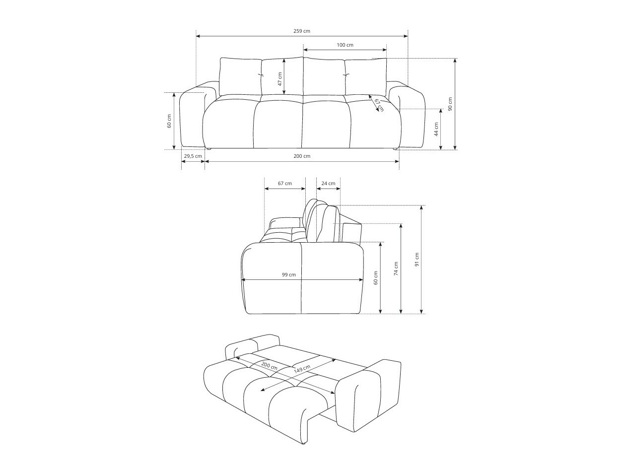 Canapé convertible Kingston 154 (Flow 01)
