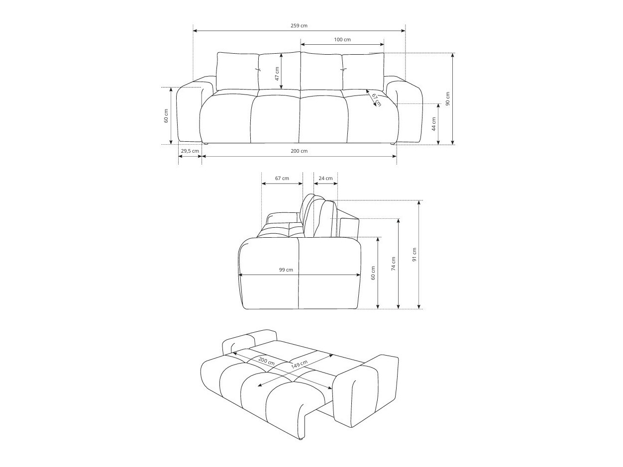 Canapé convertible Kingston 154 (Flow 03)