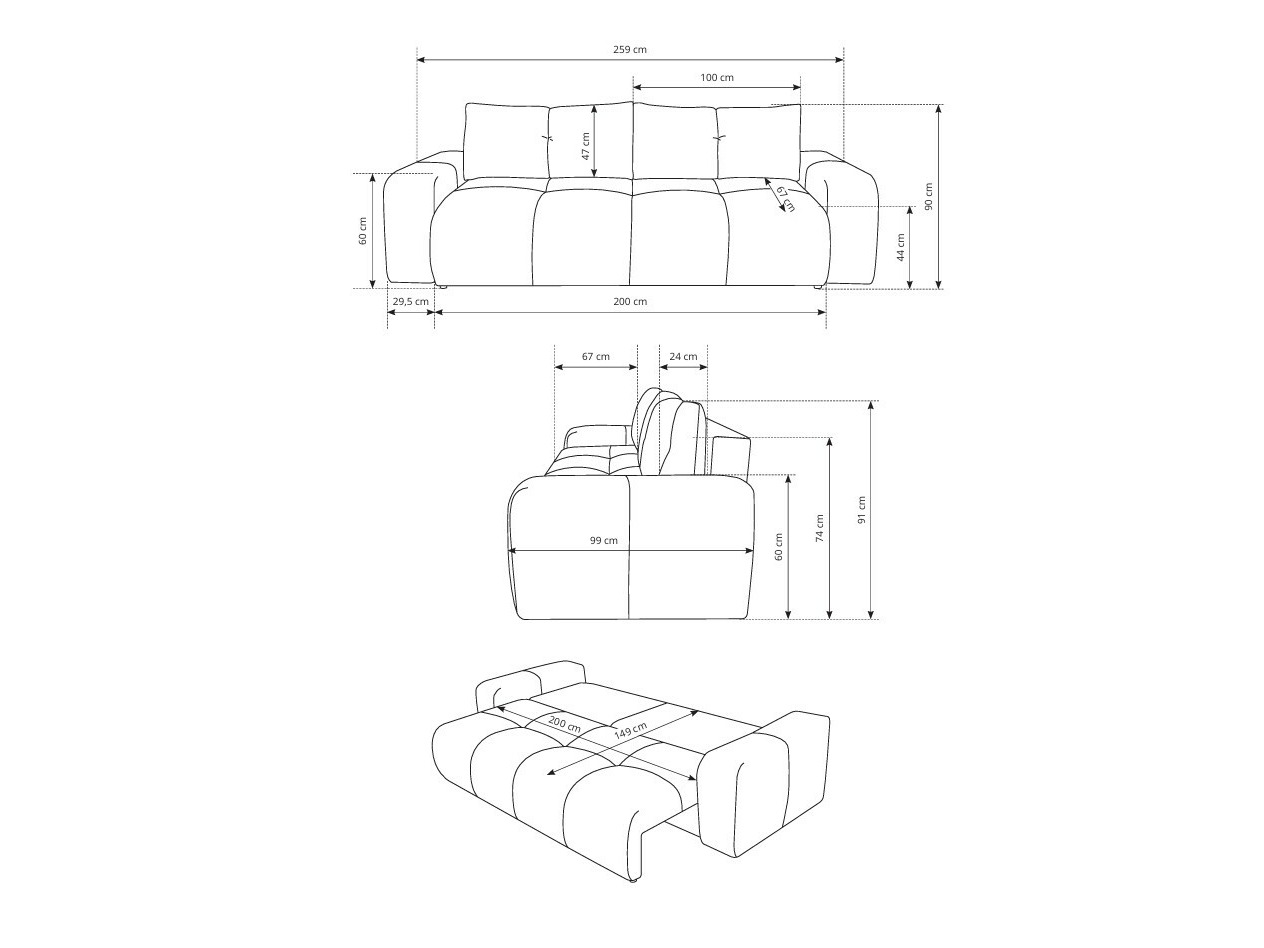Canapé convertible Kingston 154 (Flow 09)