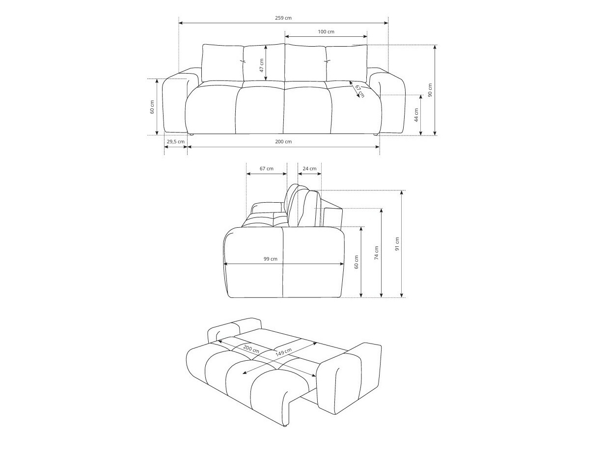 Canapé convertible Kingston 154 (Flow 12)