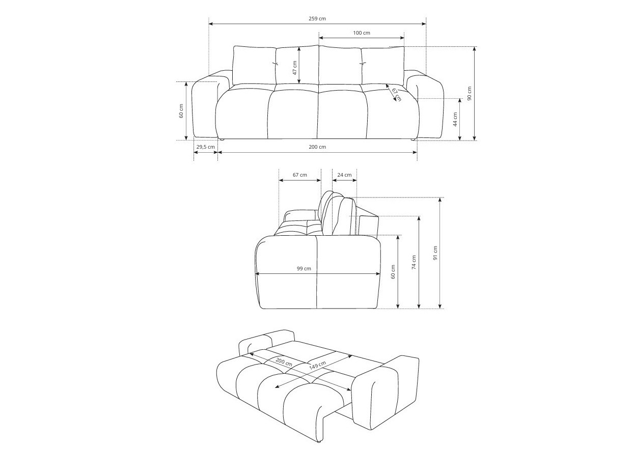 Canapé convertible Kingston 154 (Flow 16)
