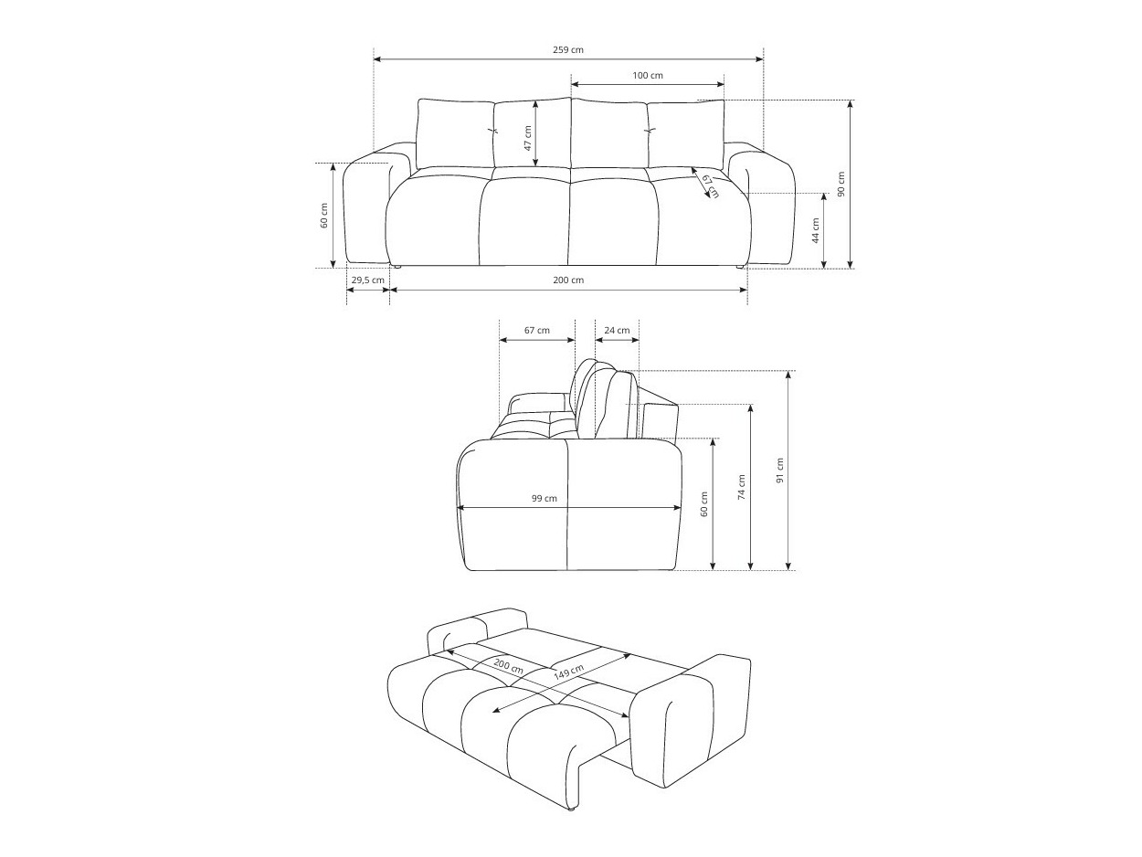 Canapé convertible Kingston 154 (Flow 17)