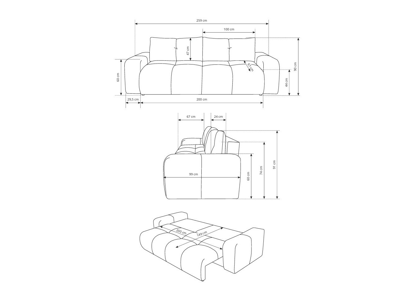 Canapé convertible Kingston 154 (Flow 22)