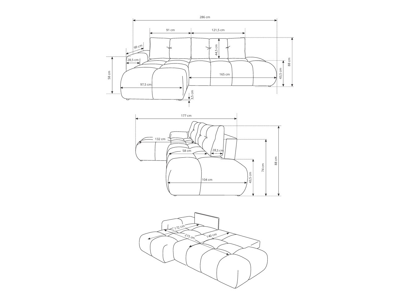 Canapé d'angle Kingston 156 (Flow 03)
