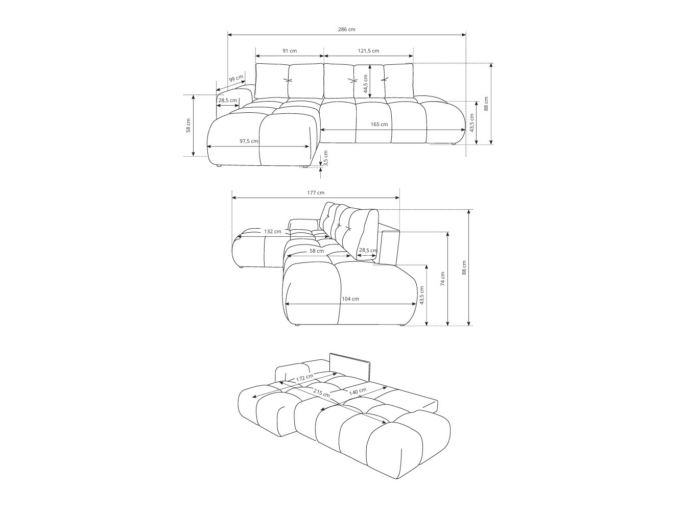 Canapé d'angle Kingston 156 (Flow 17)