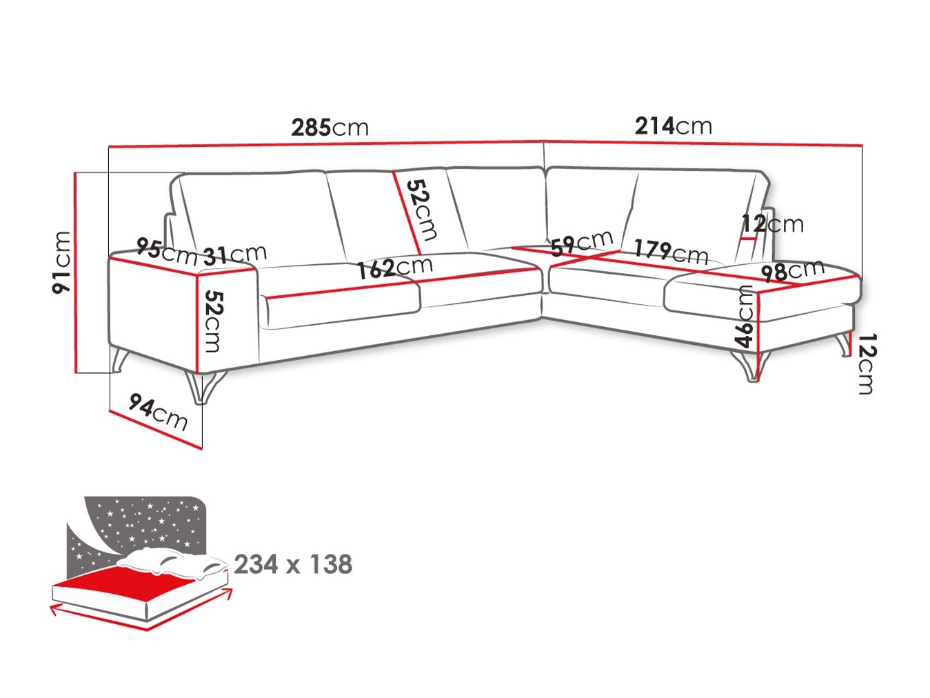 Canapé d'angle ComfiDream 112 (Verita 88)