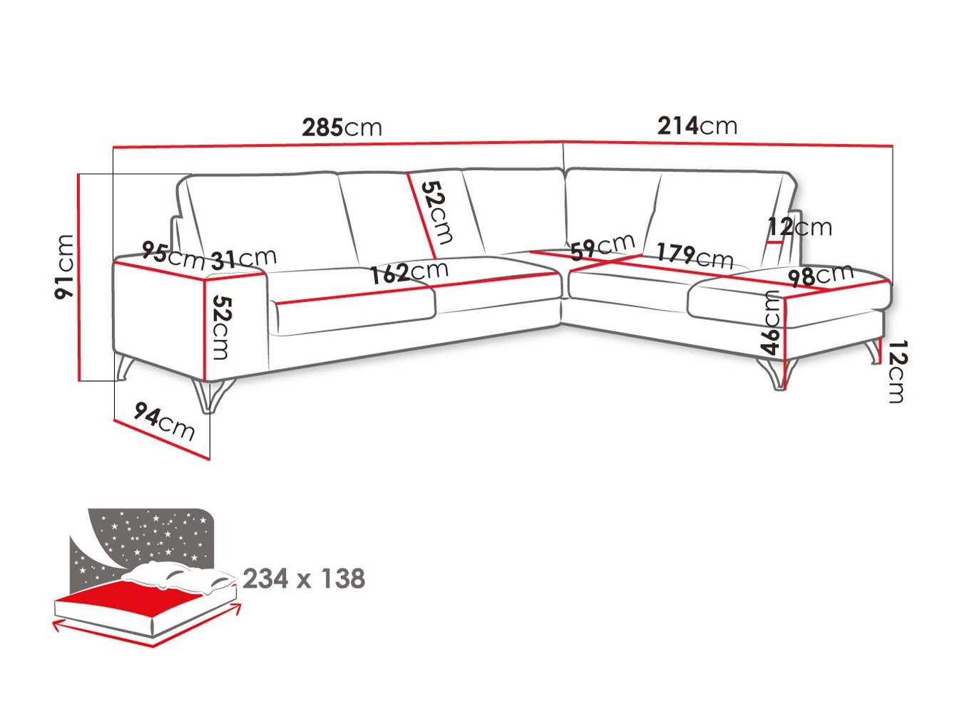 Canapé d'angle ComfiDream Lyrana II (Verita 28)