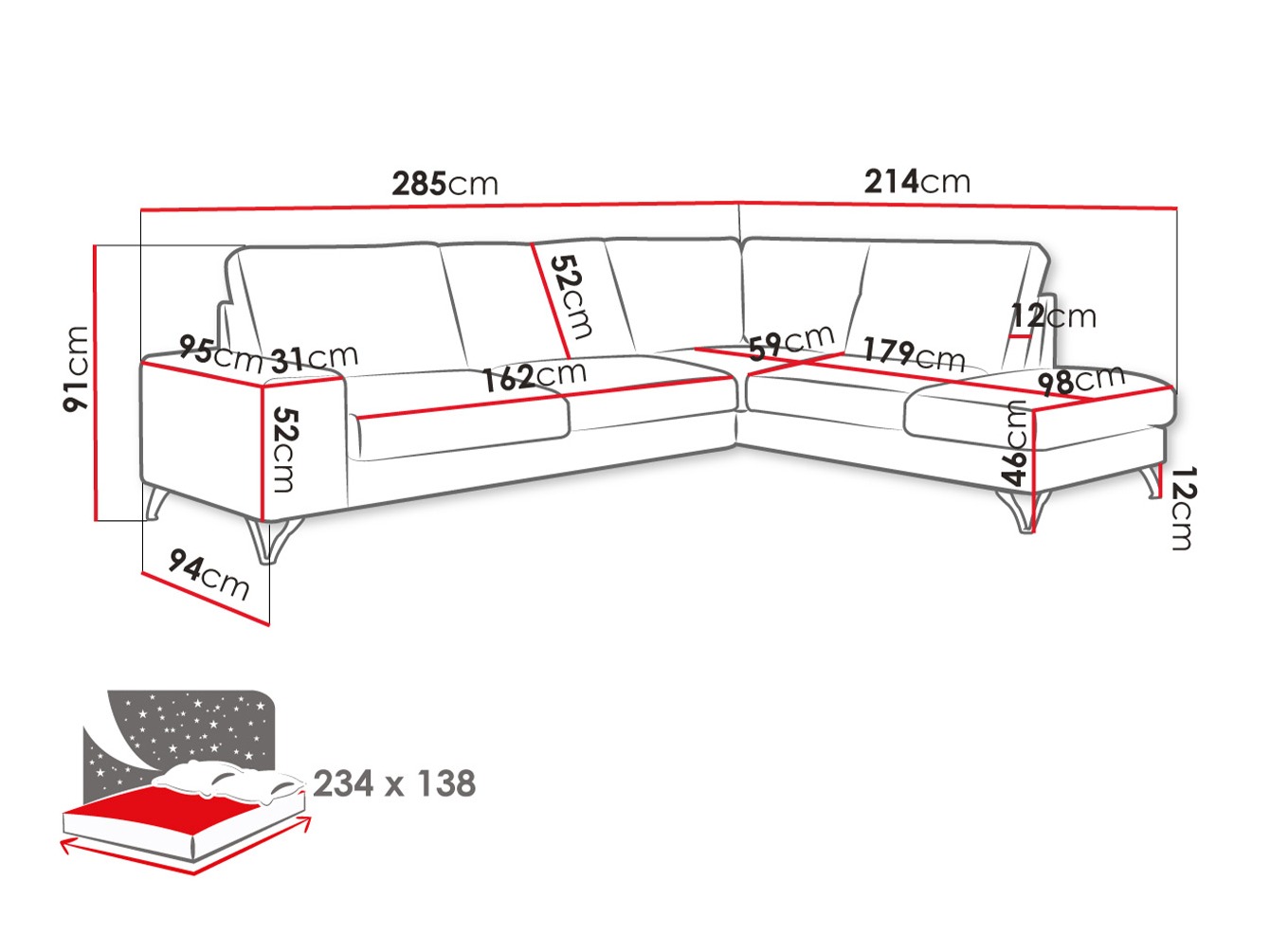 Canapé d'angle ComfiDream Lyrana II (Verita 53)