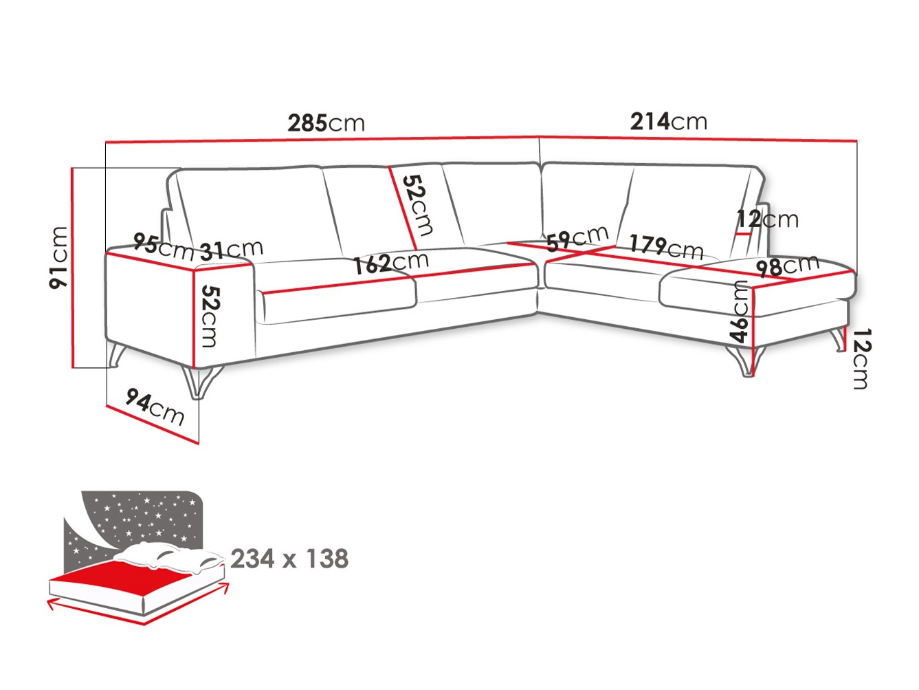 Canapé d'angle ComfiDream Lyrana II (Verita 80)
