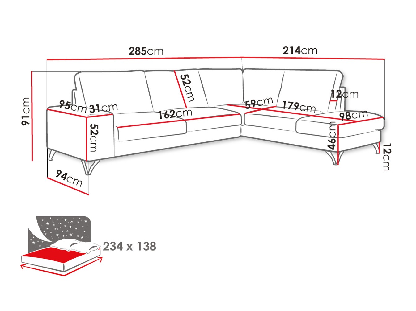 Canapé d'angle ComfiDream Lyrana II (Verita 88)